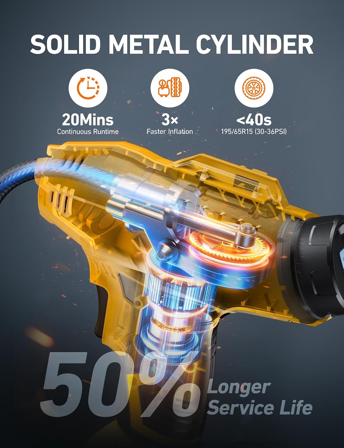 image:imageAstroAI Cordless Tire Inflator Portable Air Compressor 160PSI 12VDC BatteryYellow