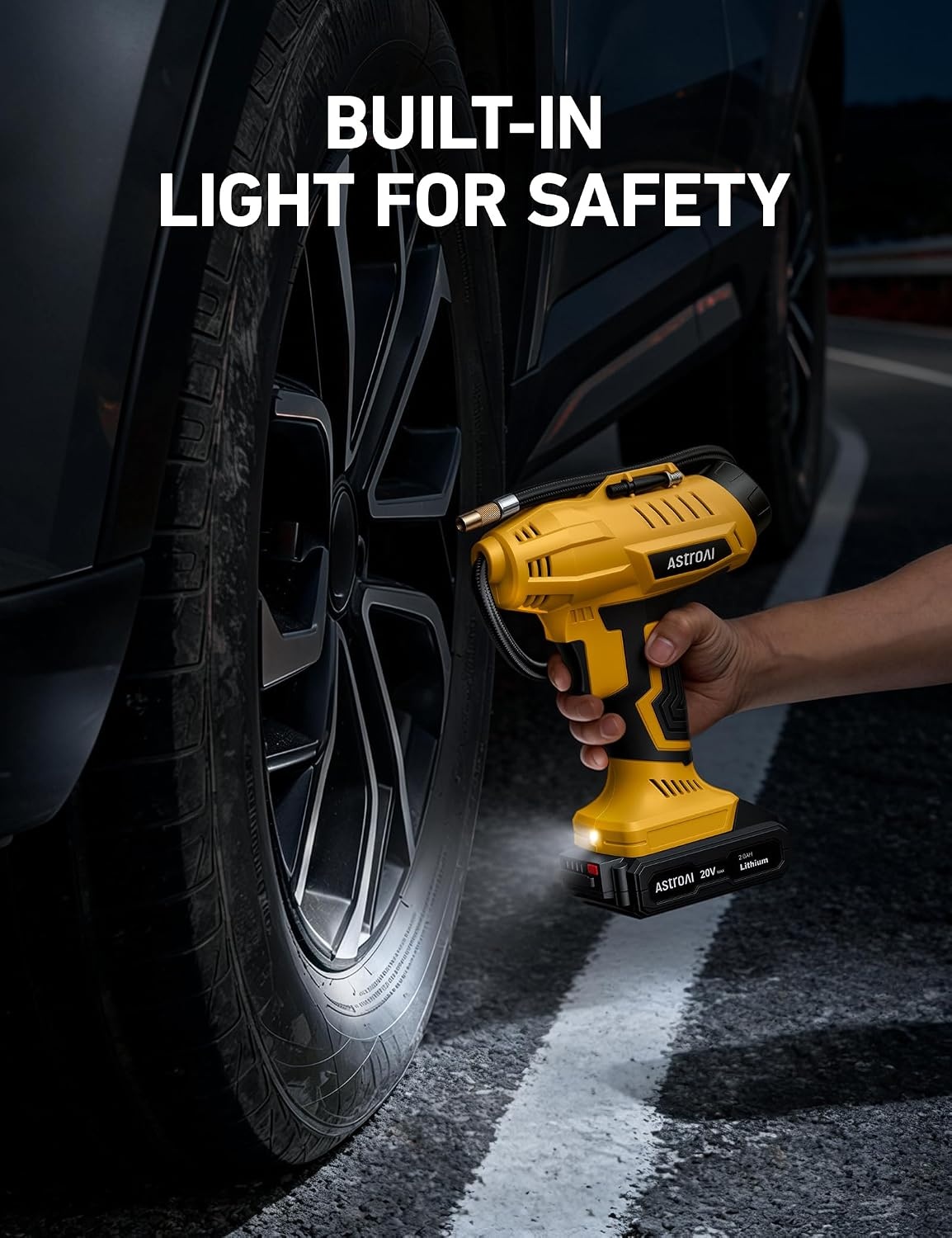 image:imageAstroAI Cordless Tire Inflator Portable Air Compressor 160PSI 12VDC BatteryYellow