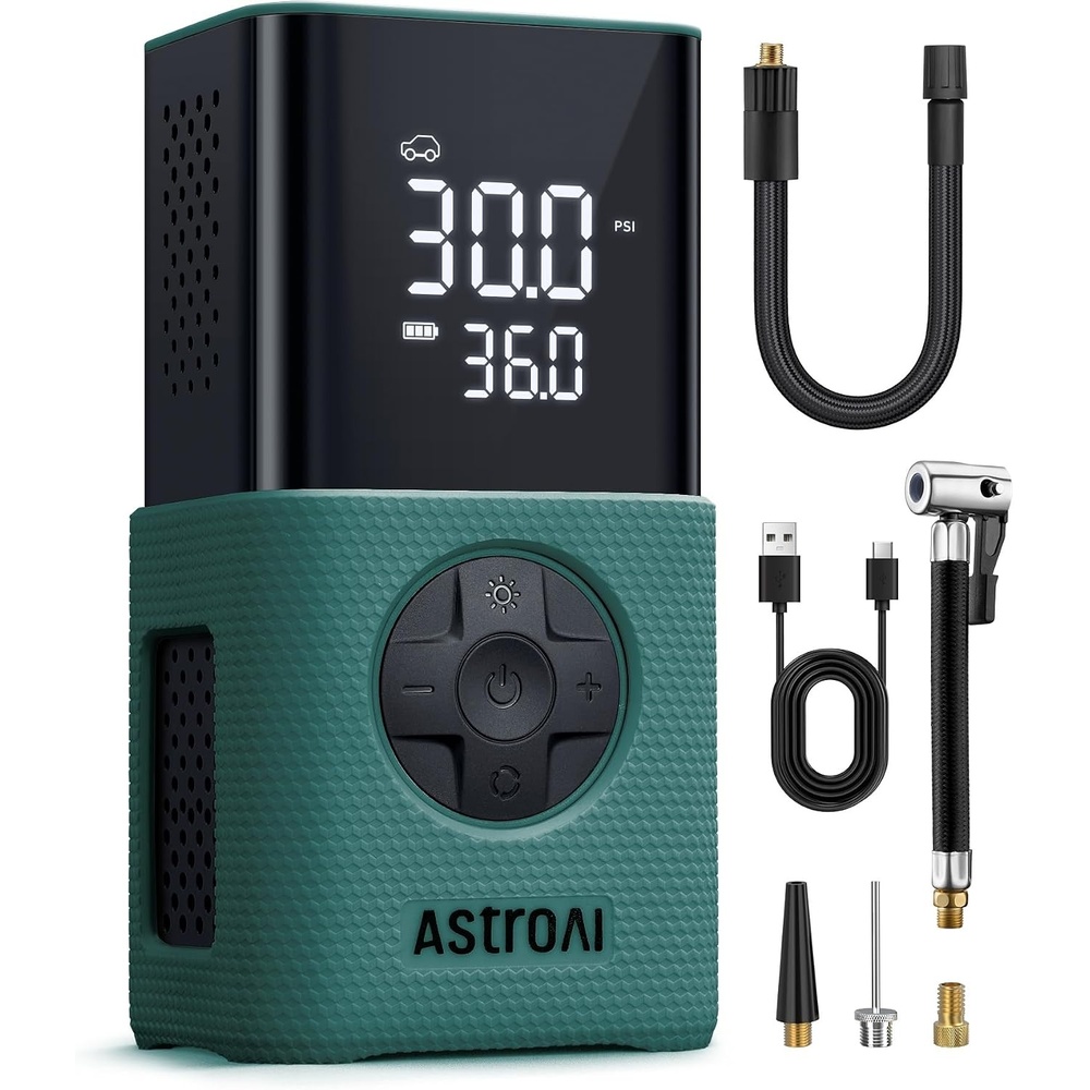 image:imageAstroAI L7 Tire Inflator Portable Air Compressor150 PSI Cordless Bike PumpGreen