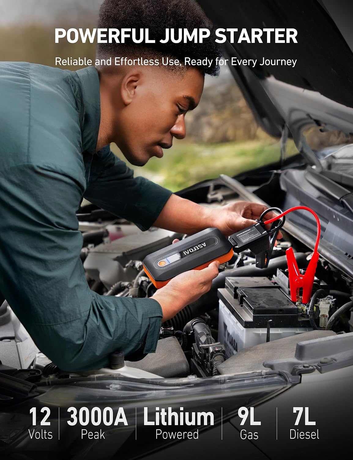 image:imageAstroAI B8 3000A Car Battery Jump Starter 12V Jump Starter Battery Pack