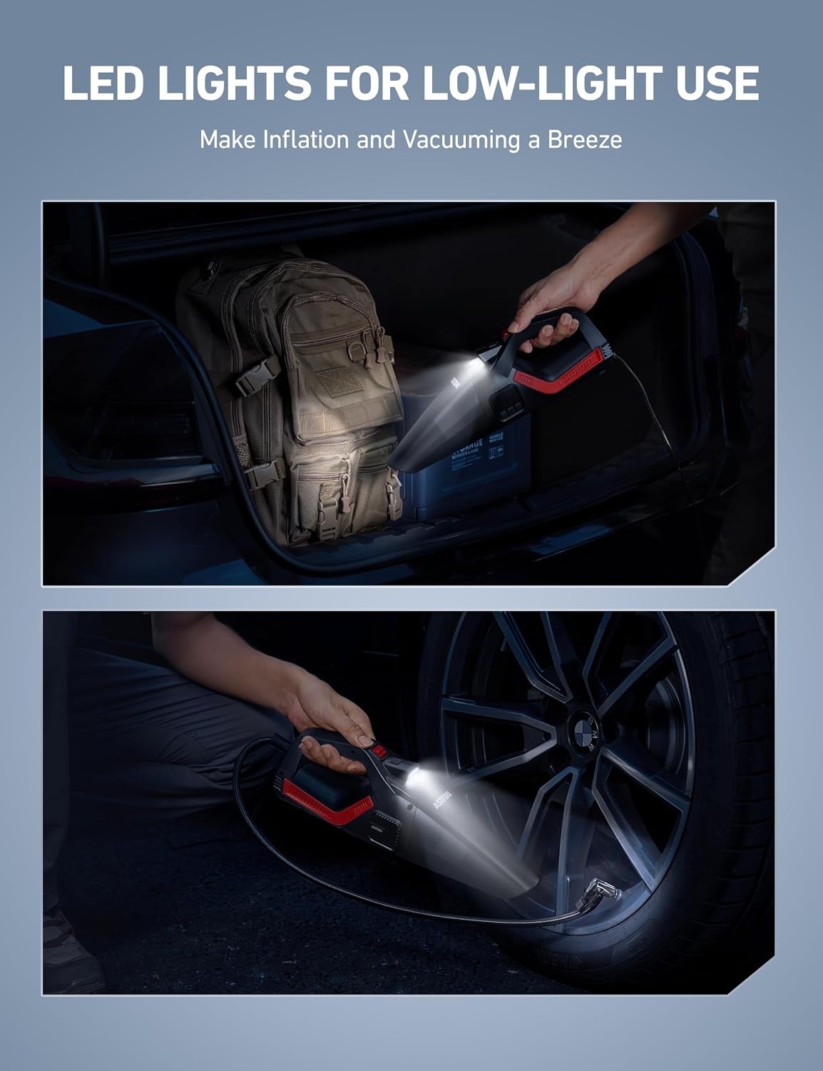 image:imageAstroAI 4in1 V3 12VDC 164FT High Power Handheld Car VacuumampTire InflatorRed