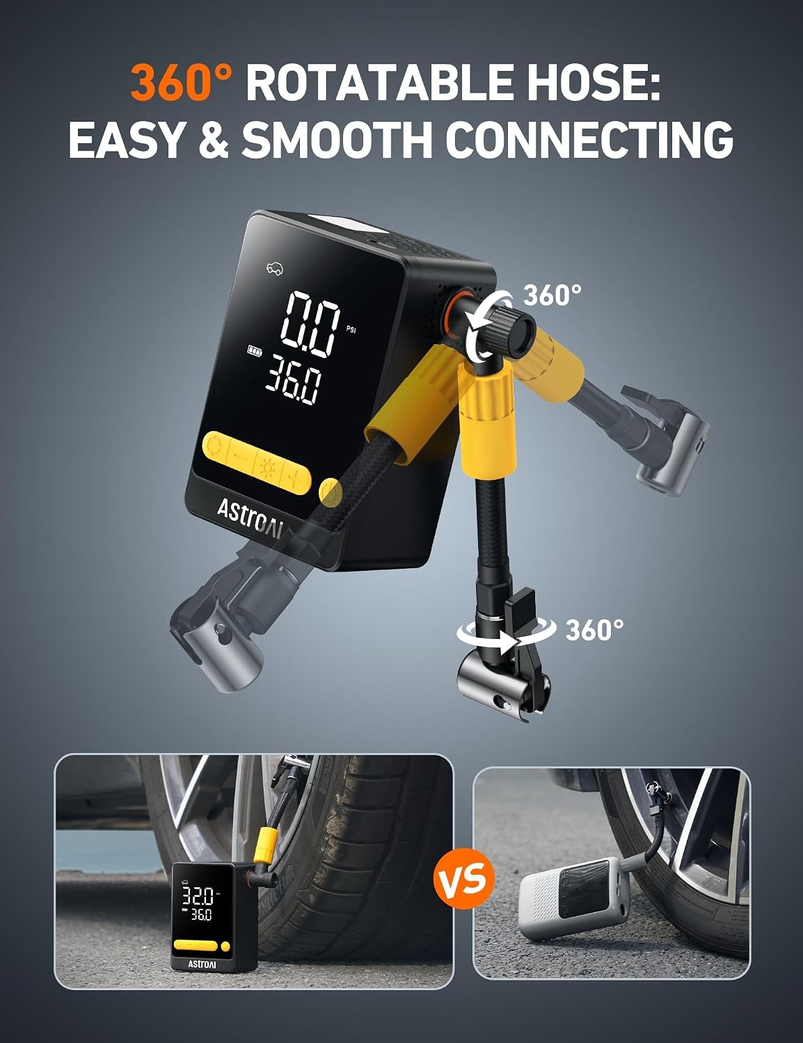 image:imageAstroAI Bike Pump 12s Fast Inflate Bicycle Pump Air Pump for Car TiresCompact