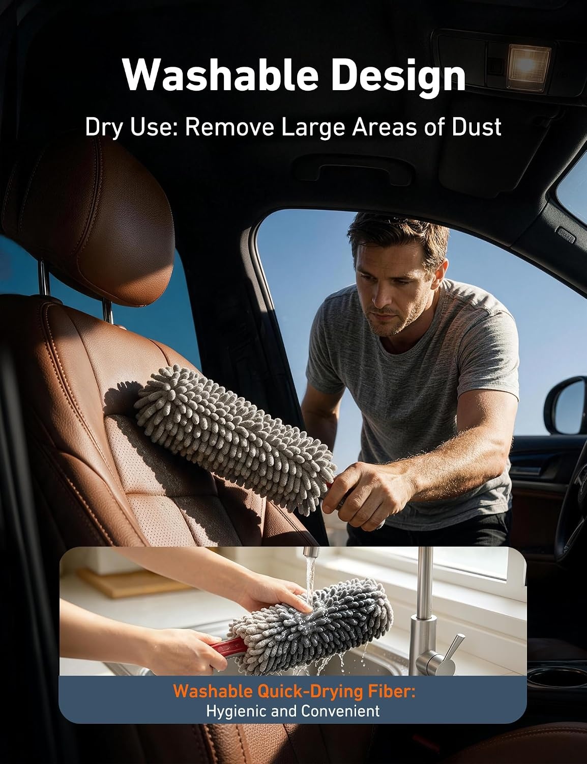 image:imageAstroAI Car Duster Kit Microfiber Interior Cleaning BrushGray