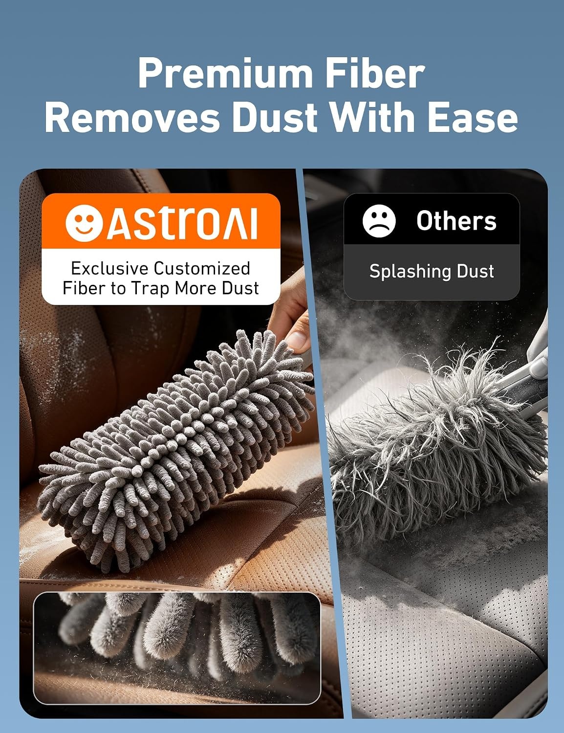 image:imageAstroAI Car Duster Kit Microfiber Interior Cleaning BrushGray