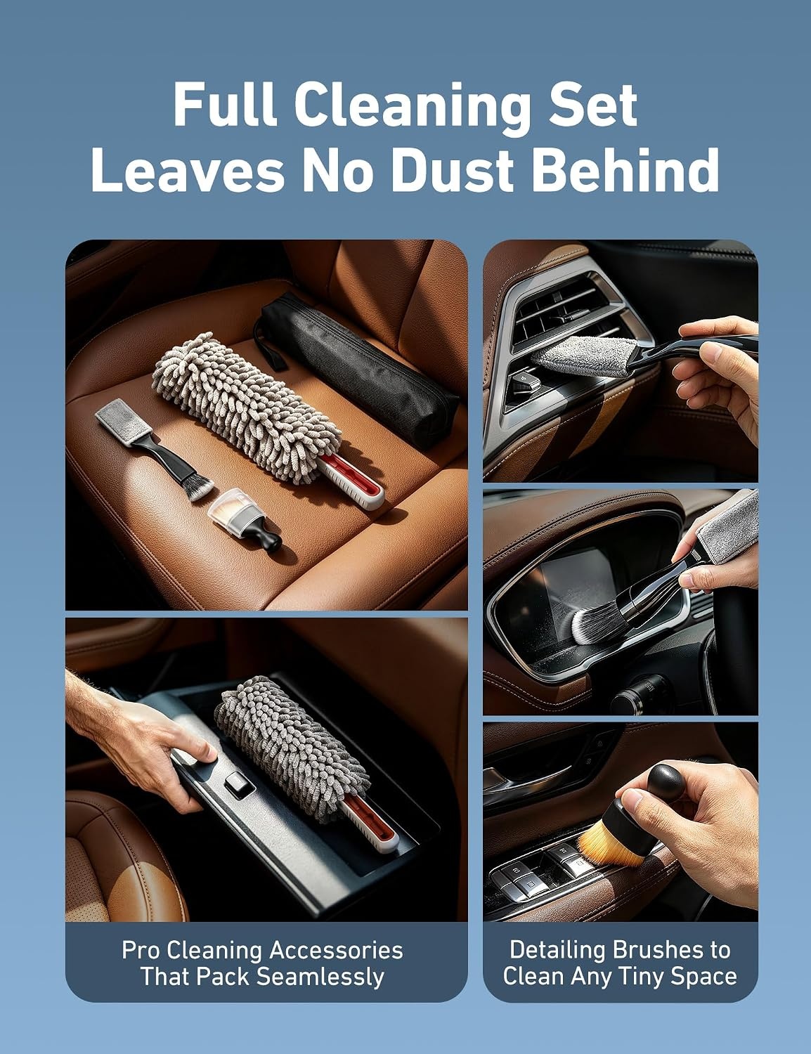 image:imageAstroAI Car Duster Kit Microfiber Interior Cleaning BrushGray