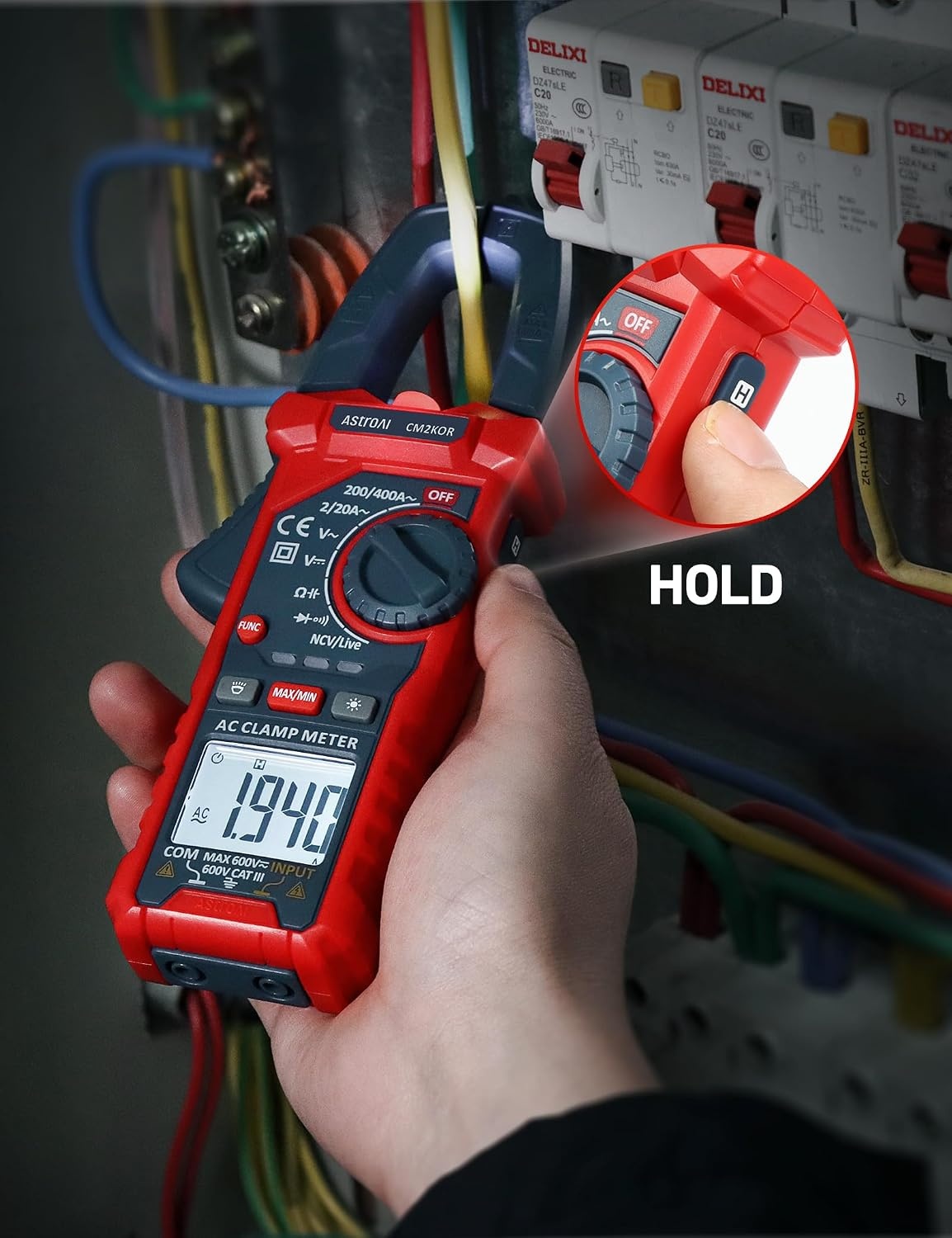 image:imageAstroAI Digital Clamp Meter Multimeter 4000 Counts Autoranging Amp Tester Measuring ACDC Voltage amp Current Resistance Capacitance Frequency Continuity Live Wire Test NCV Detection BlackBlue