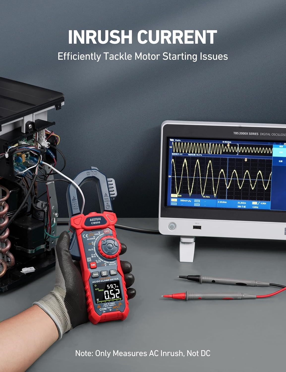 image:imageAstroAI Digital Clamp Meter Multimeter 4000 Counts Autoranging Amp Tester Measuring ACDC Voltage amp Current Resistance Capacitance Frequency Continuity Live Wire Test NCV Detection BlackBlue
