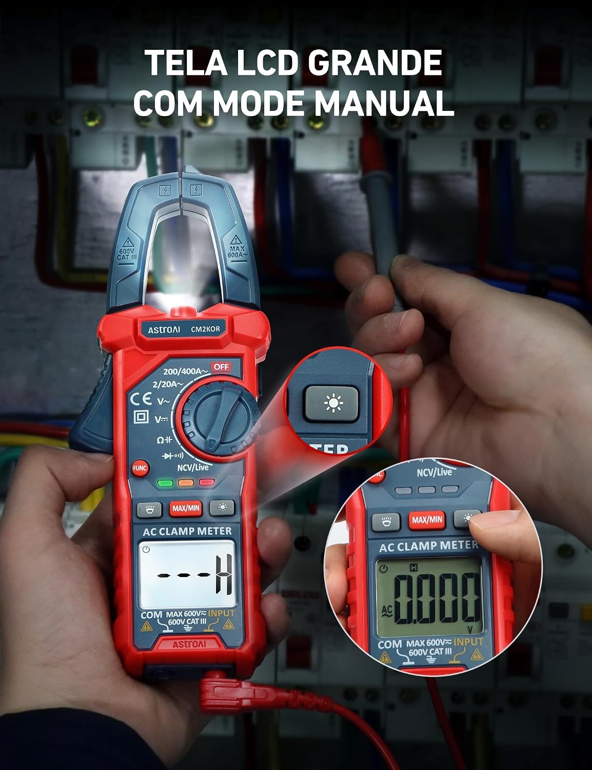 image:imageAstroAI Digital Clamp Meter Multimeter 4000 Counts Autoranging Amp Tester Measuring ACDC Voltage amp Current Resistance Capacitance Frequency Continuity Live Wire Test NCV Detection BlackBlue