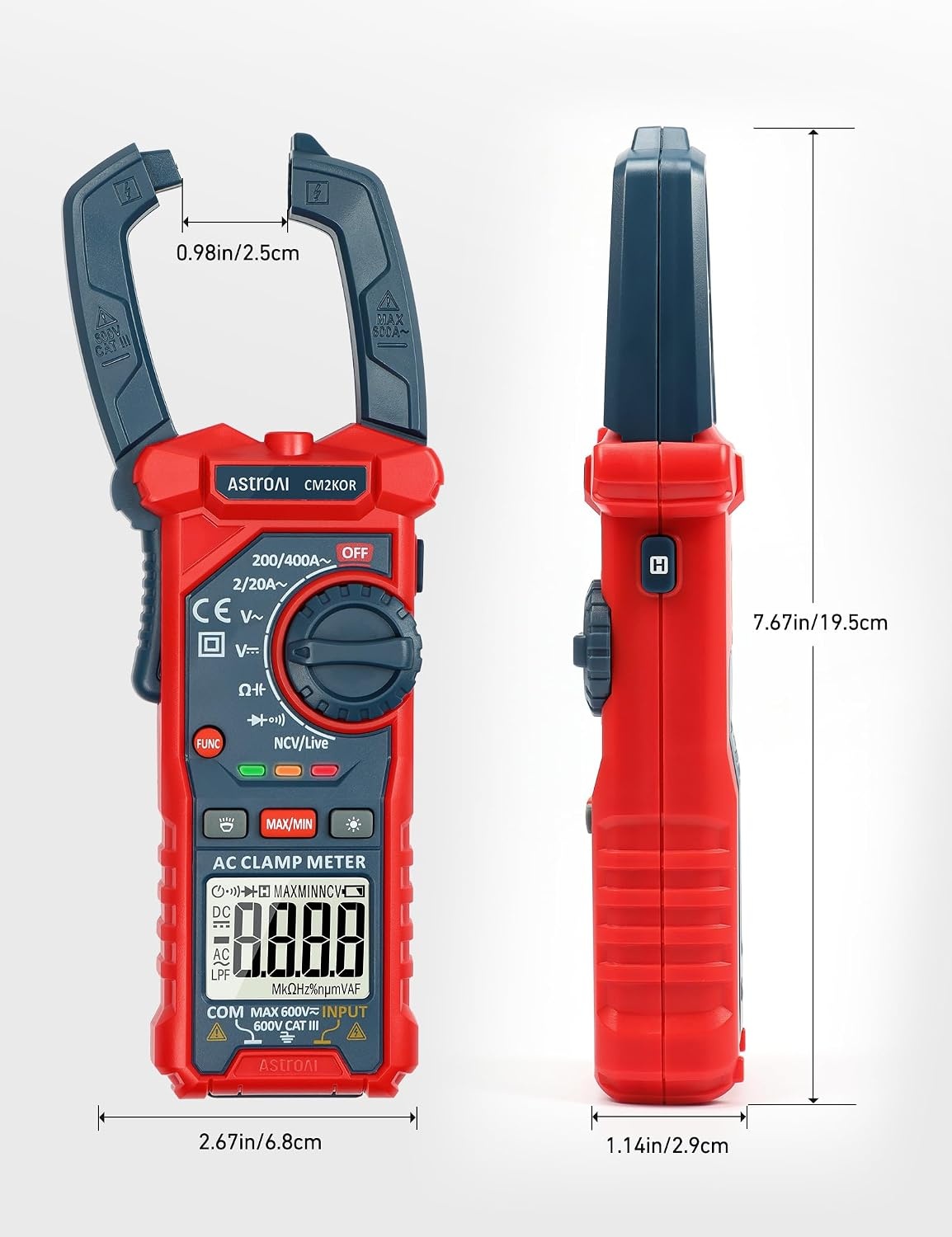 image:imageAstroAI Digital Clamp Meter Multimeter 4000 Counts Autoranging Amp Tester Measuring ACDC Voltage amp Current Resistance Capacitance Frequency Continuity Live Wire Test NCV Detection BlackBlue