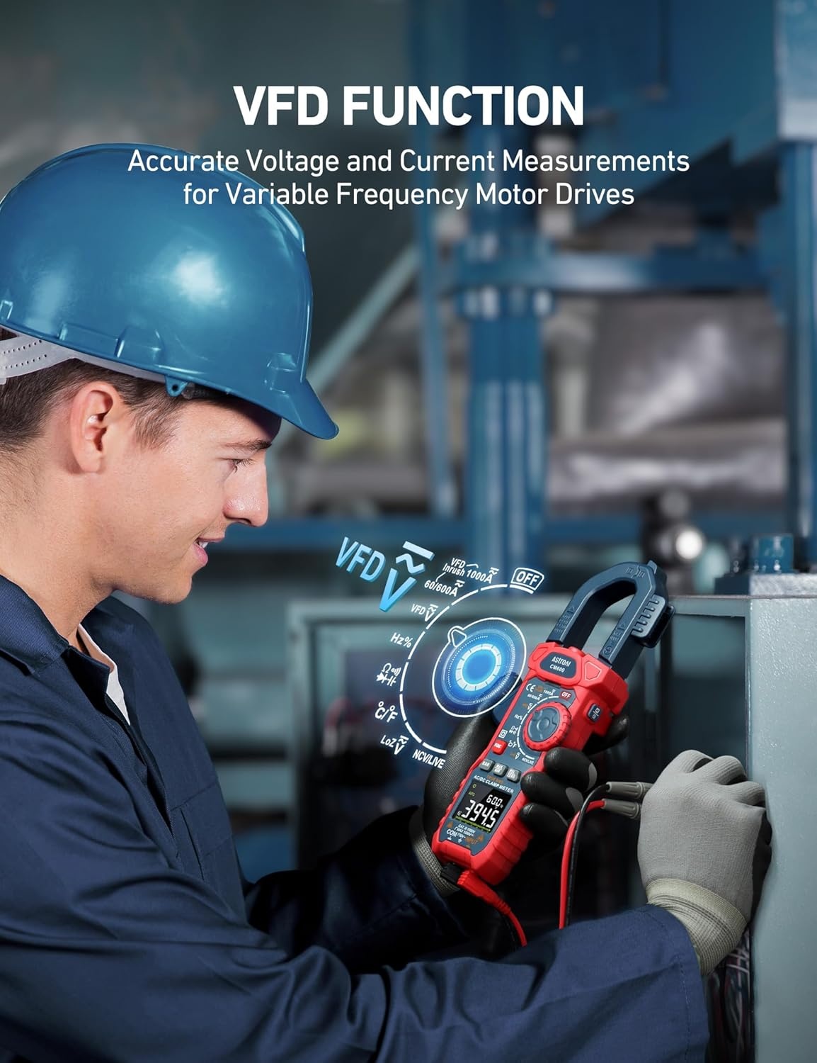 image:imageAstroAI Digital Clamp Meter Multimeter 4000 Counts Autoranging Amp Tester Measuring ACDC Voltage amp Current Resistance Capacitance Frequency Continuity Live Wire Test NCV Detection BlackBlue