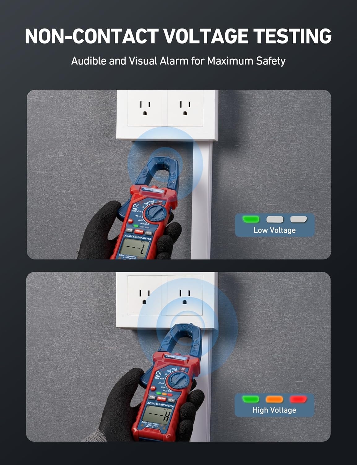 image:imageAstroAI Digital Clamp Meter Multimeter 4000 Counts Autoranging Amp Tester Measuring ACDC Voltage amp Current Resistance Capacitance Frequency Continuity Live Wire Test NCV Detection BlackBlue