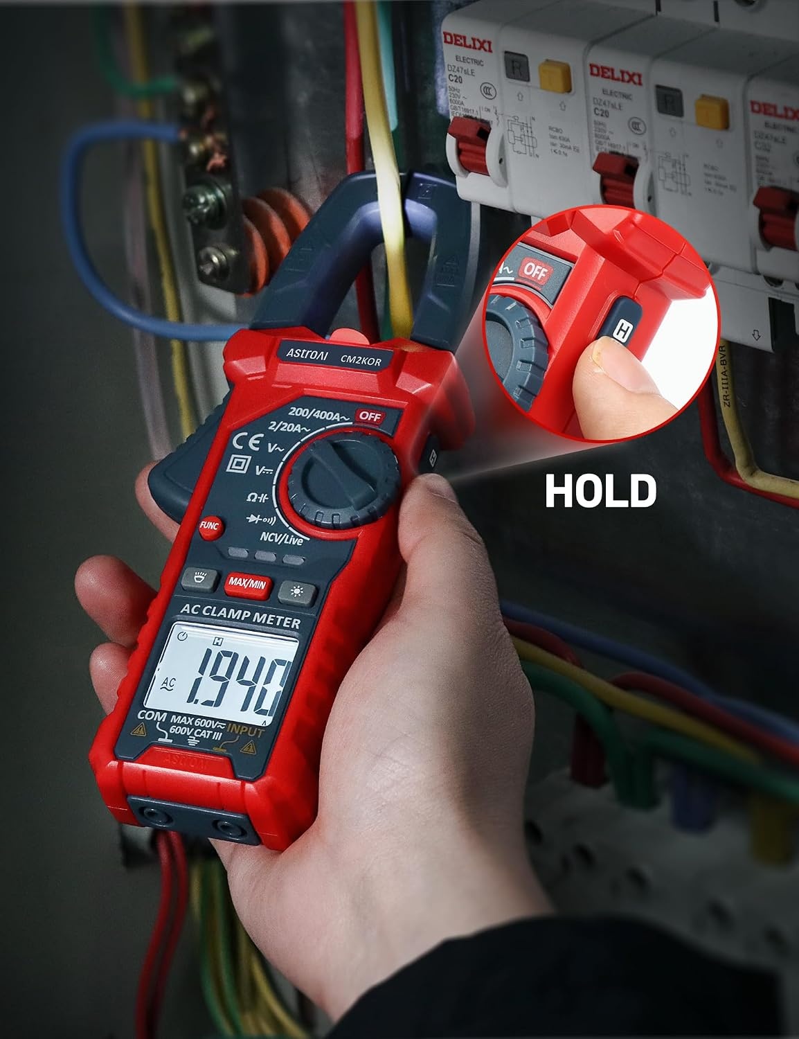 image:imageAstroAI Digital Clamp Meter Multimeter 4000 Counts Autoranging Amp Tester Measuring ACDC Voltage amp Current Resistance Capacitance Frequency Continuity Live Wire Test NCV Detection BlackBlue