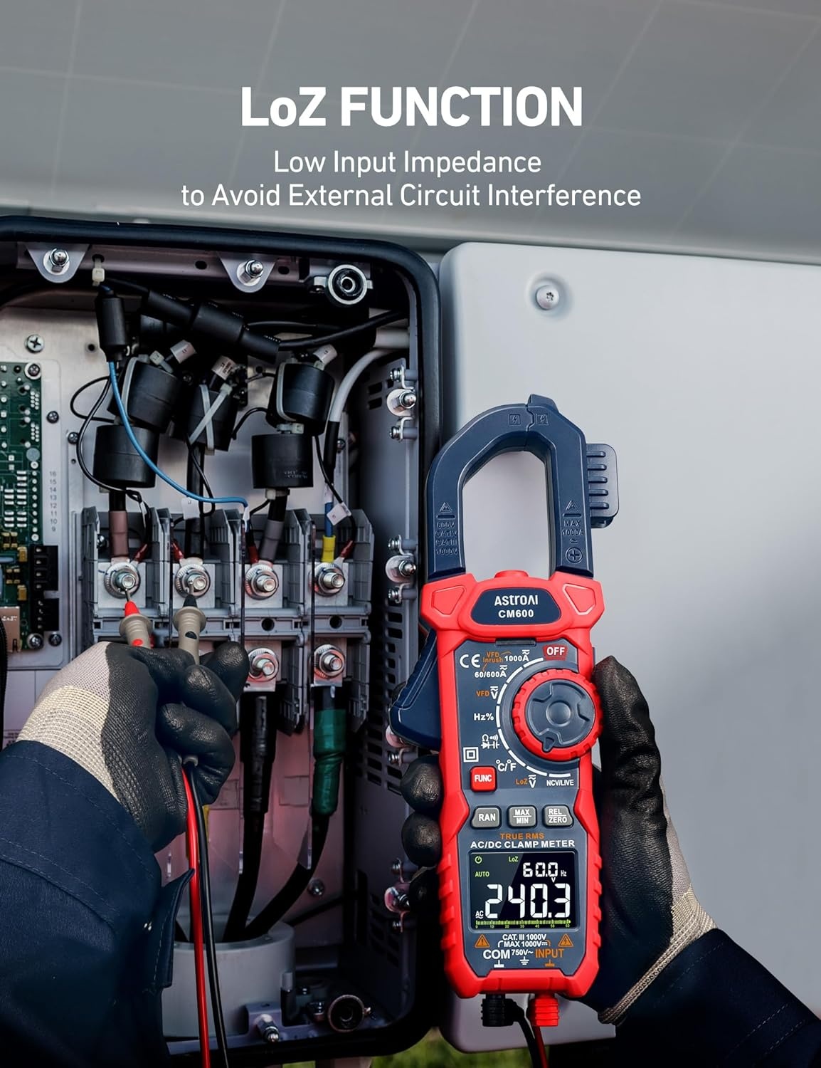 image:imageAstroAI Digital Clamp Meter Multimeter 4000 Counts Autoranging Amp Tester Measuring ACDC Voltage amp Current Resistance Capacitance Frequency Continuity Live Wire Test NCV Detection BlackBlue
