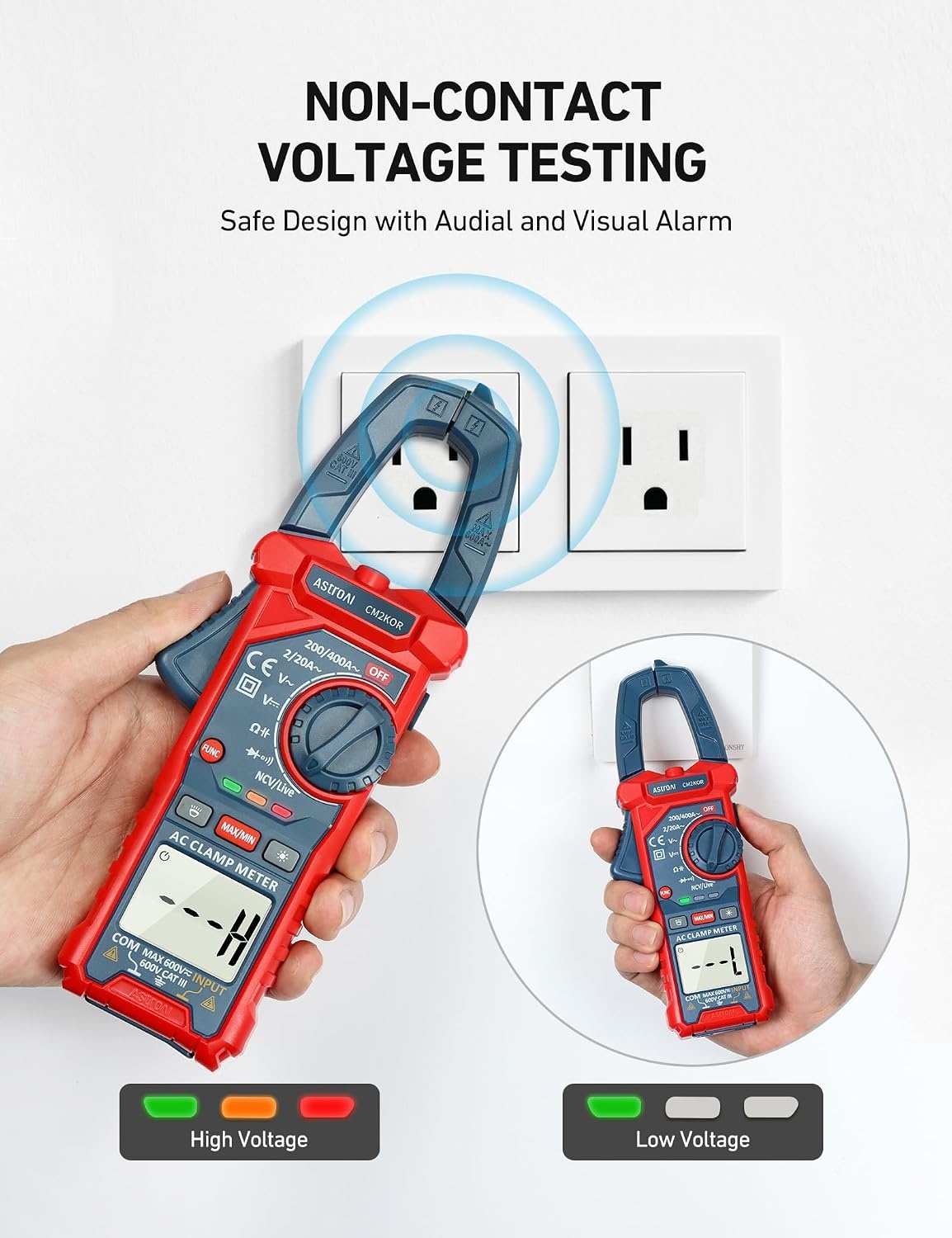 image:imageAstroAI Digital Clamp Meter Multimeter 4000 Counts Autoranging Amp Tester Measuring ACDC Voltage amp Current Resistance Capacitance Frequency Continuity Live Wire Test NCV Detection BlackBlue