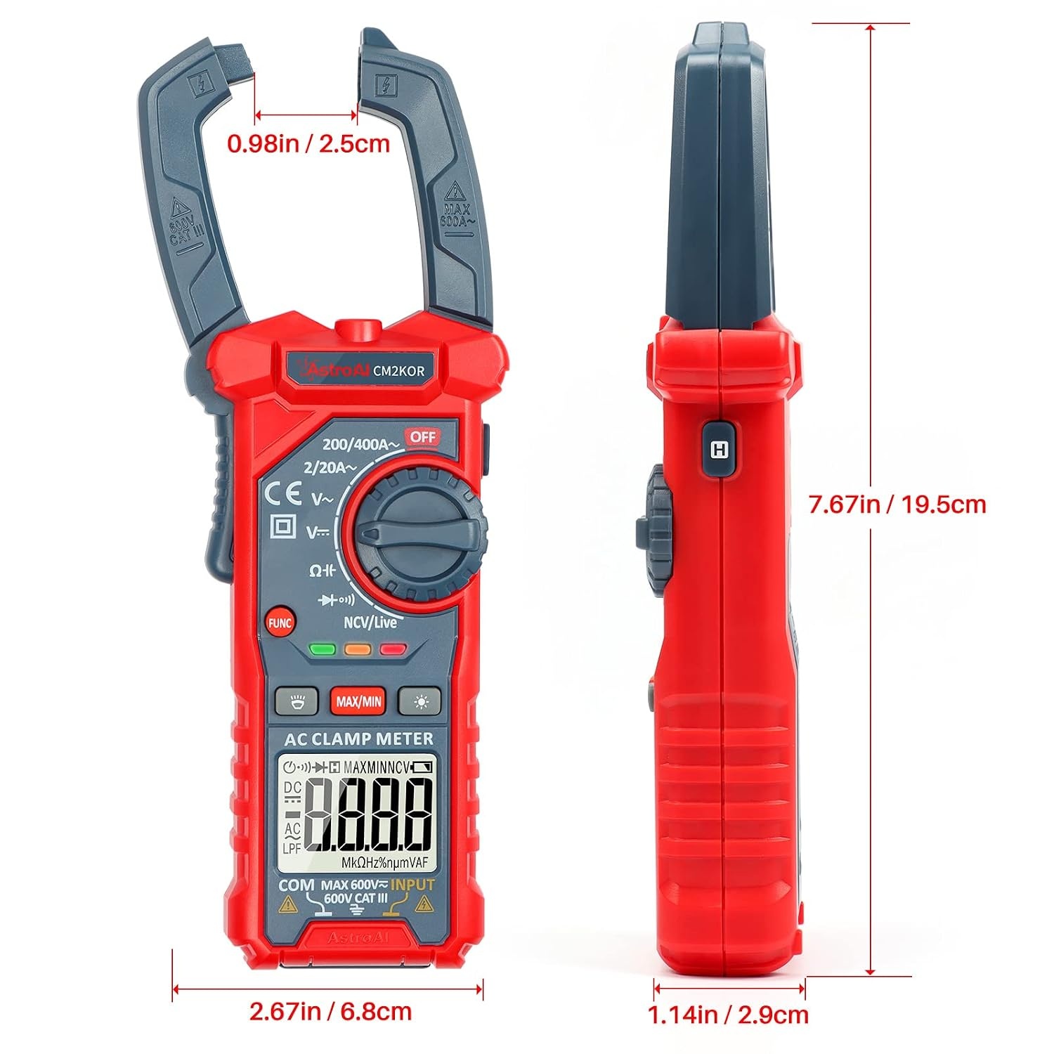 image:imageAstroAI Digital Clamp Meter Multimeter 4000 Counts Autoranging Amp Tester Measuring ACDC Voltage amp Current Resistance Capacitance Frequency Continuity Live Wire Test NCV Detection BlackBlue