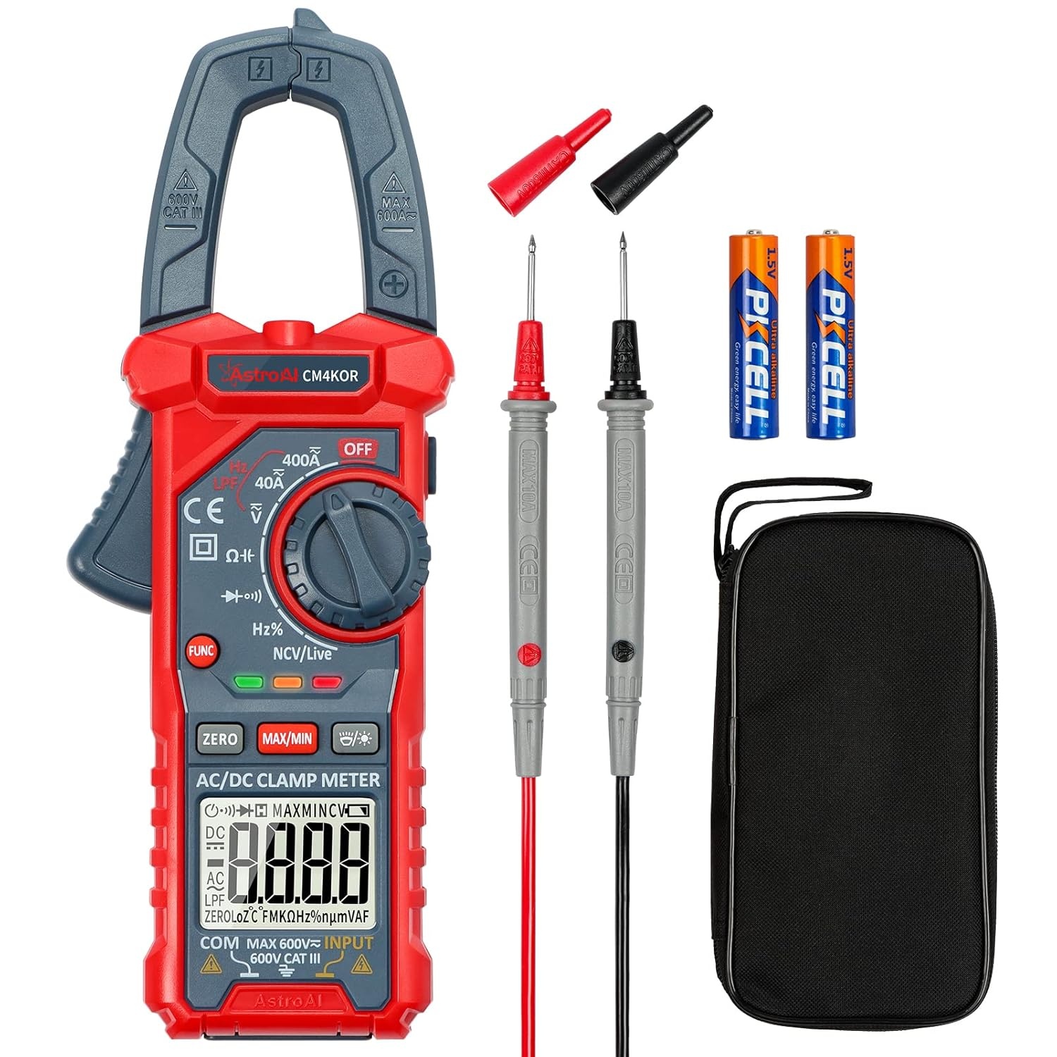 image:imageAstroAI Digital Clamp Meter Multimeter 4000 Counts Autoranging Amp Tester Measuring ACDC Voltage amp Current Resistance Capacitance Frequency Continuity Live Wire Test NCV Detection BlackBlue