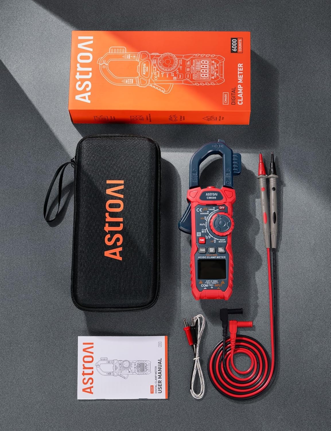 image:imageAstroAI Digital Clamp Meter Multimeter 4000 Counts Autoranging Amp Tester Measuring ACDC Voltage amp Current Resistance Capacitance Frequency Continuity Live Wire Test NCV Detection BlackBlue