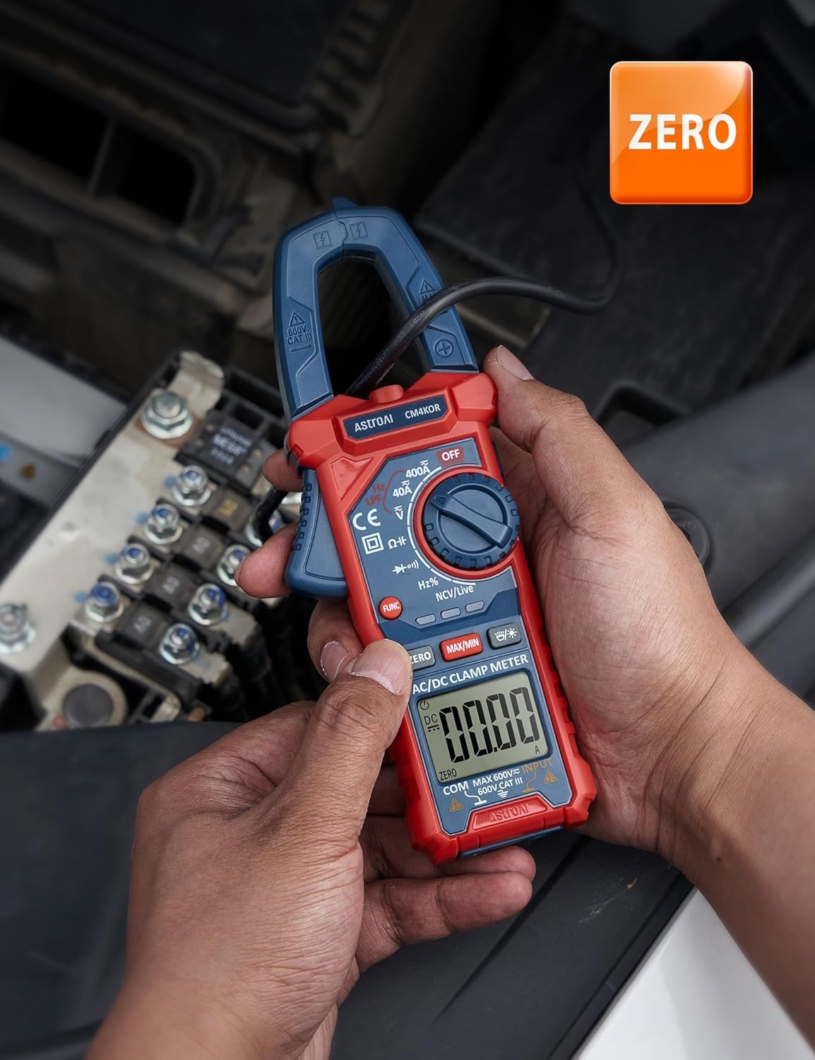 image:imageAstroAI Digital Clamp Meter Multimeter 4000 Counts Autoranging Amp Tester Measuring ACDC Voltage amp Current Resistance Capacitance Frequency Continuity Live Wire Test NCV Detection BlackBlue