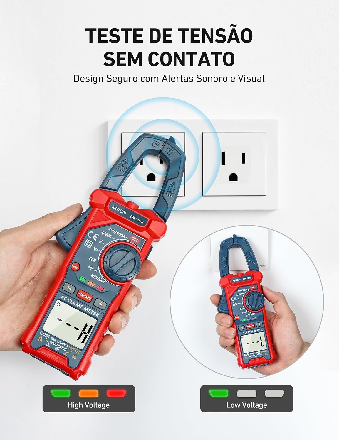 image:imageAstroAI Digital Clamp Meter Multimeter 4000 Counts Autoranging Amp Tester Measuring ACDC Voltage amp Current Resistance Capacitance Frequency Continuity Live Wire Test NCV Detection BlackBlue