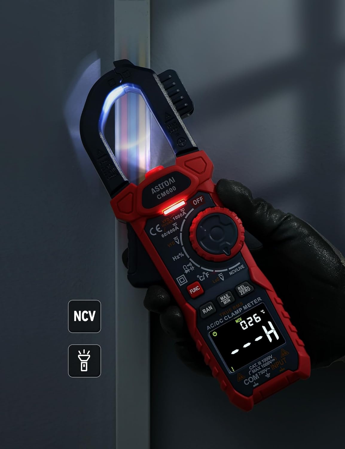 image:imageAstroAI Digital Clamp Meter Multimeter 4000 Counts Autoranging Amp Tester Measuring ACDC Voltage amp Current Resistance Capacitance Frequency Continuity Live Wire Test NCV Detection BlackBlue