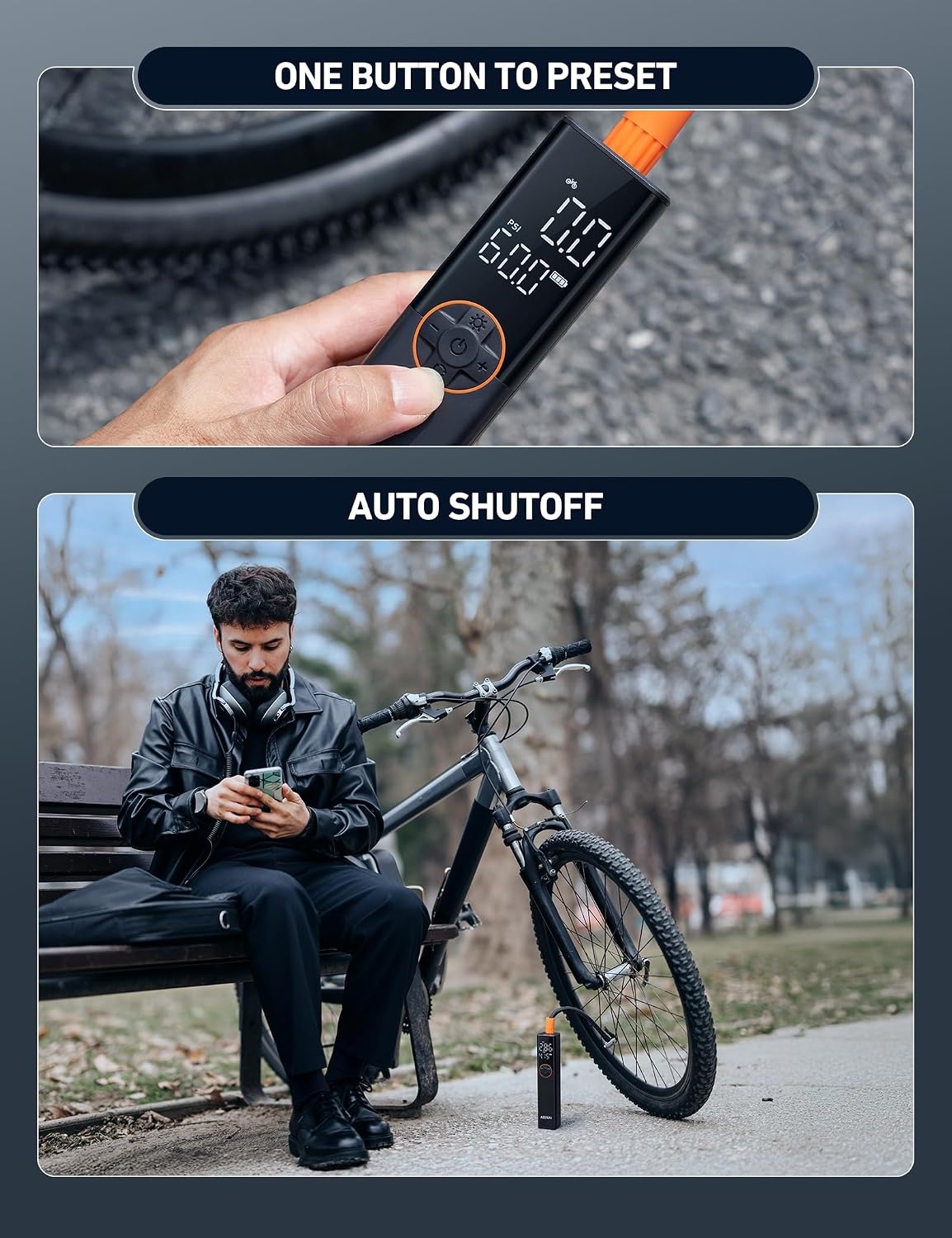 image:imageAstroAI L8 Electric Bike Pump Portable Bicycle Tire Inflator with Pressure Gauge and Auto ShutOff 150 PSI Powerful Motor Mini Air Pump for Road Mountain amp EBike with Presta and Schrader ValvesBlack