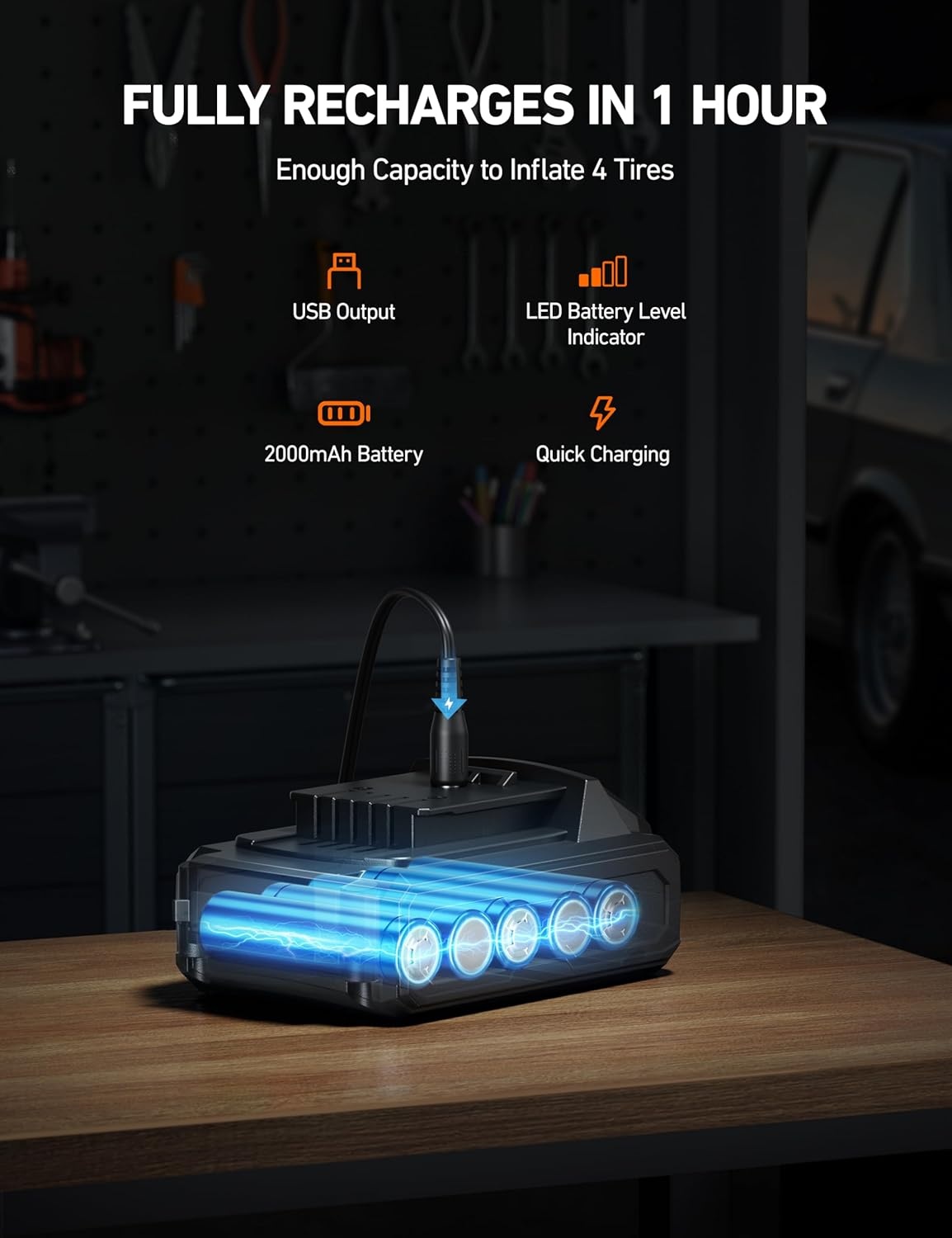 image:imageAstroAI MC3 Tire Inflator Portable Air Compressor 3 Power SourcesCordless110V AC12V DC 160PSI Fast Inflation Air Pump with Dual Motors Auto Shutoff for CarsSUVs Air Mattress InflatorDeflator