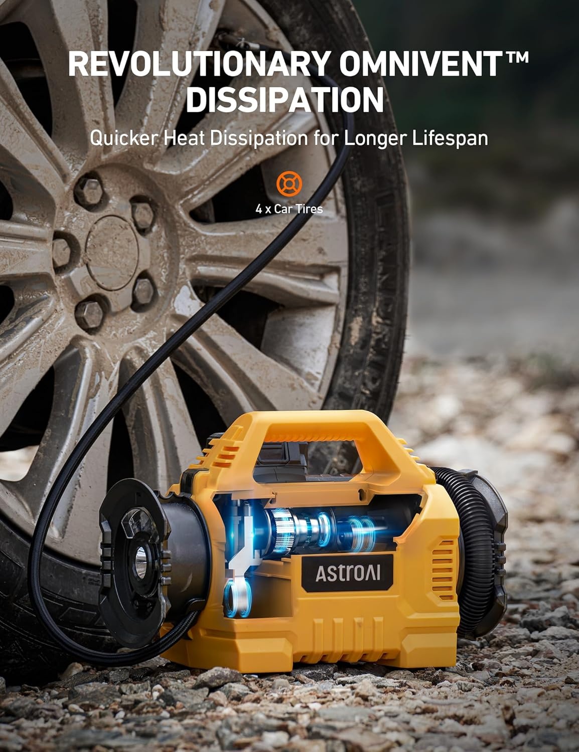 image:imageAstroAI MC3 Tire Inflator Portable Air Compressor 3 Power SourcesCordless110V AC12V DC 160PSI Fast Inflation Air Pump with Dual Motors Auto Shutoff for CarsSUVs Air Mattress InflatorDeflator