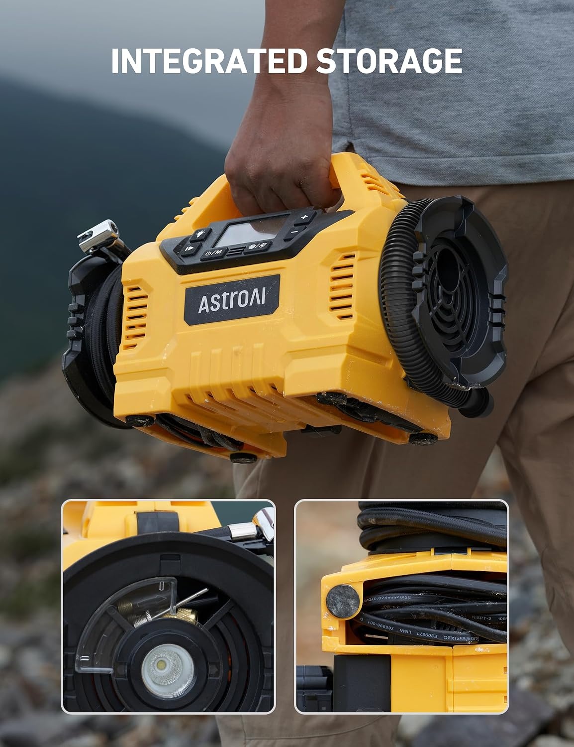 image:imageAstroAI MC3 Tire Inflator Portable Air Compressor 3 Power SourcesCordless110V AC12V DC 160PSI Fast Inflation Air Pump with Dual Motors Auto Shutoff for CarsSUVs Air Mattress InflatorDeflator