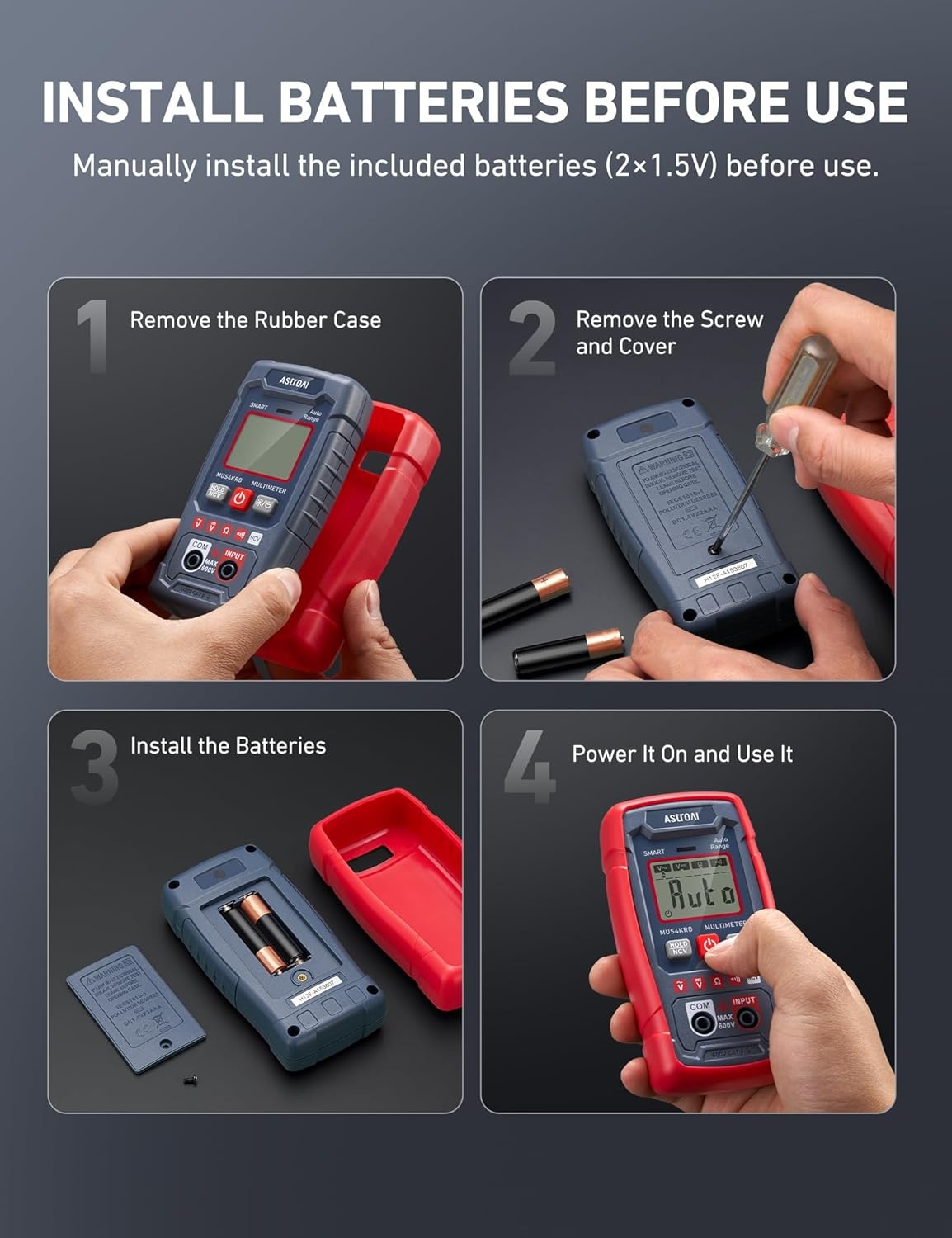 image:imageAstroAI Multimeter Tester 4000 Counts Smart AutoSensing ACDC Voltage Resistance Continuity NCV Backlit Display amp Flashlight PocketSized Ideal for Auto amp Home TroubleshootingSmart Mode