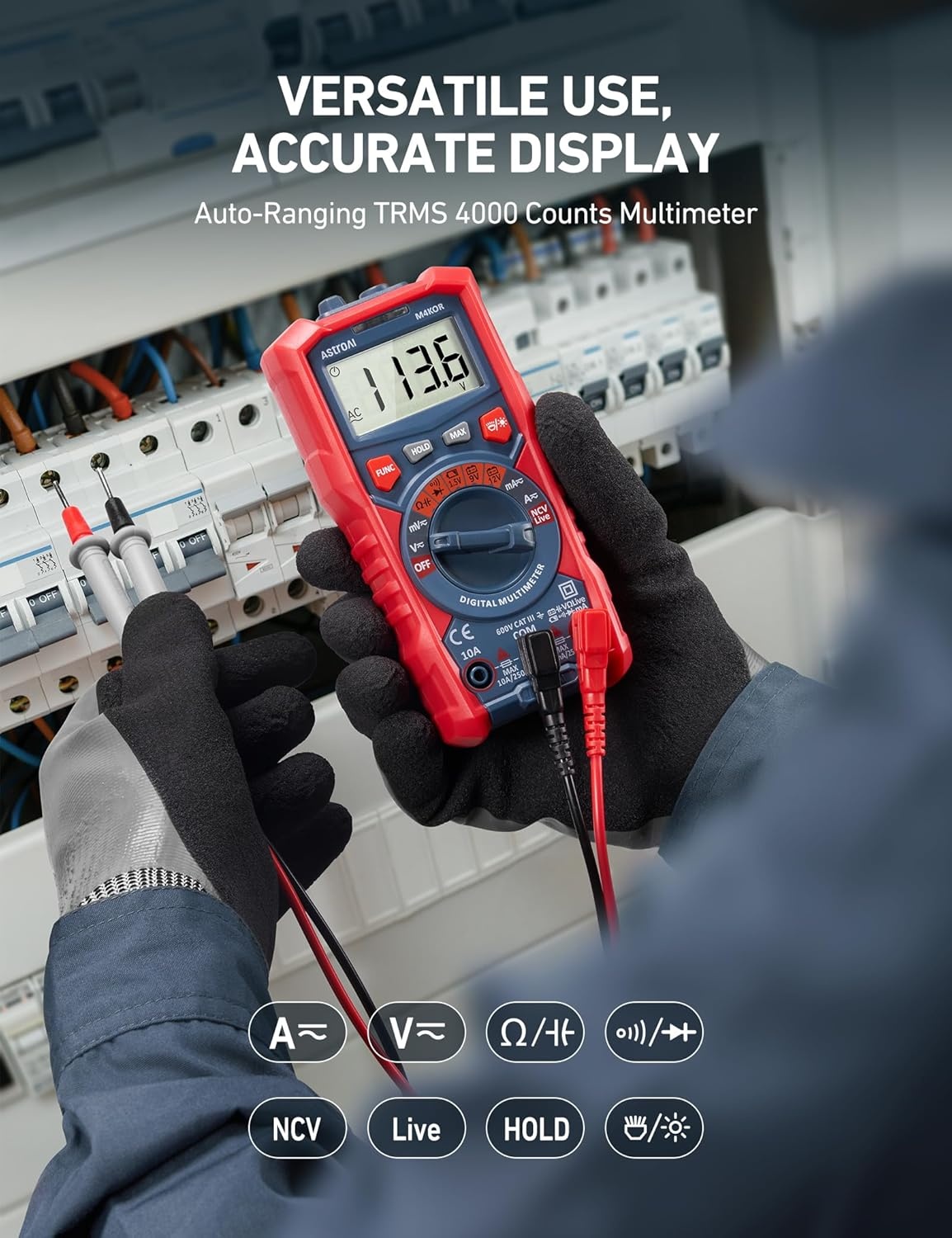 image:imageAstroAI Multimeter Tester 4000 Counts Smart AutoSensing ACDC Voltage Resistance Continuity NCV Backlit Display amp Flashlight PocketSized  Ideal for Auto amp Home TroubleshootingAutoRanging