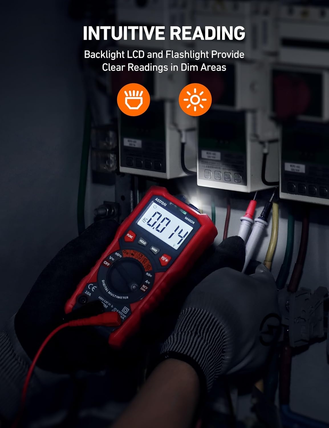 image:imageAstroAI Multimeter Tester 4000 Counts Smart AutoSensing ACDC Voltage Resistance Continuity NCV Backlit Display amp Flashlight PocketSized  Ideal for Auto amp Home TroubleshootingAutoRanging
