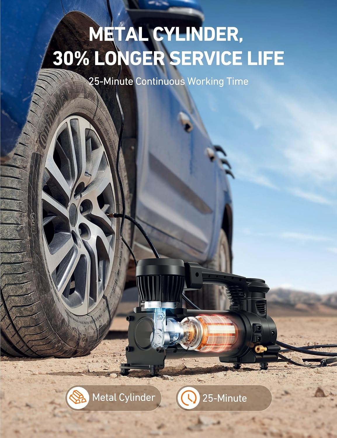 image:imageAstroAI T4 Heavy Duty Truck Tire Inflator 120PSI Air CompressorWhite