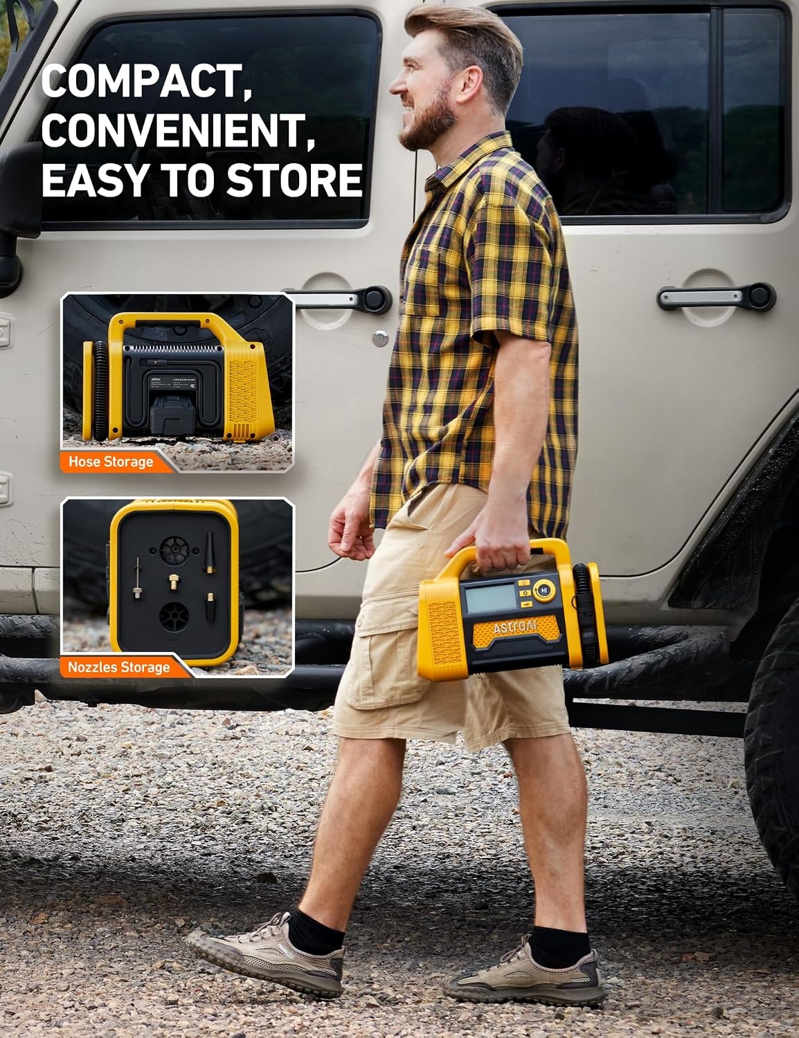 image:imageAstroAI TC3 Truck Tire Inflator 150PSI Cordless Portable Air CompressorYellow