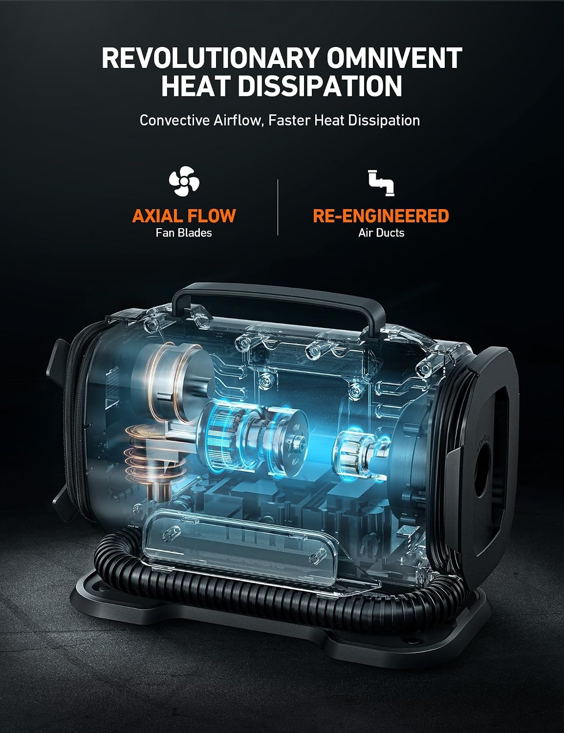 image:imageAstroAI Tire Inflator Portable Air Compressor 12V DC120V AC Dual PowerLight Yellow