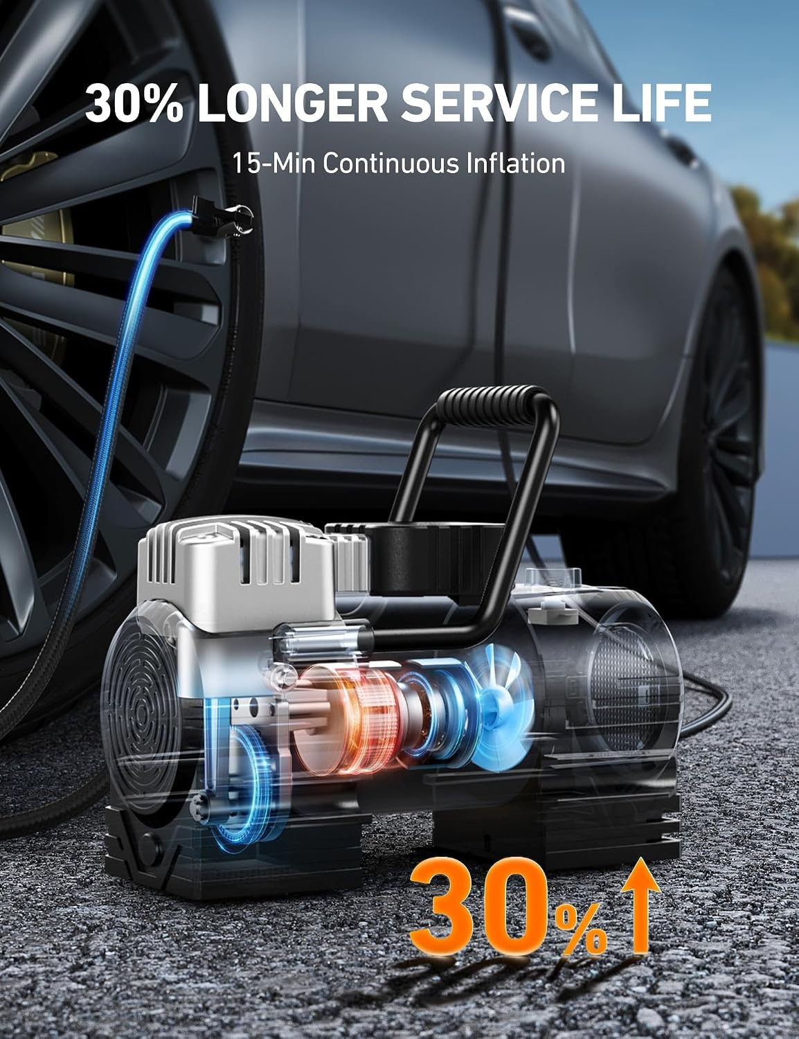 image:imageAstroAI Tire Inflator Portable Air Compressor 12VDC Tire Pump Digital Gauge