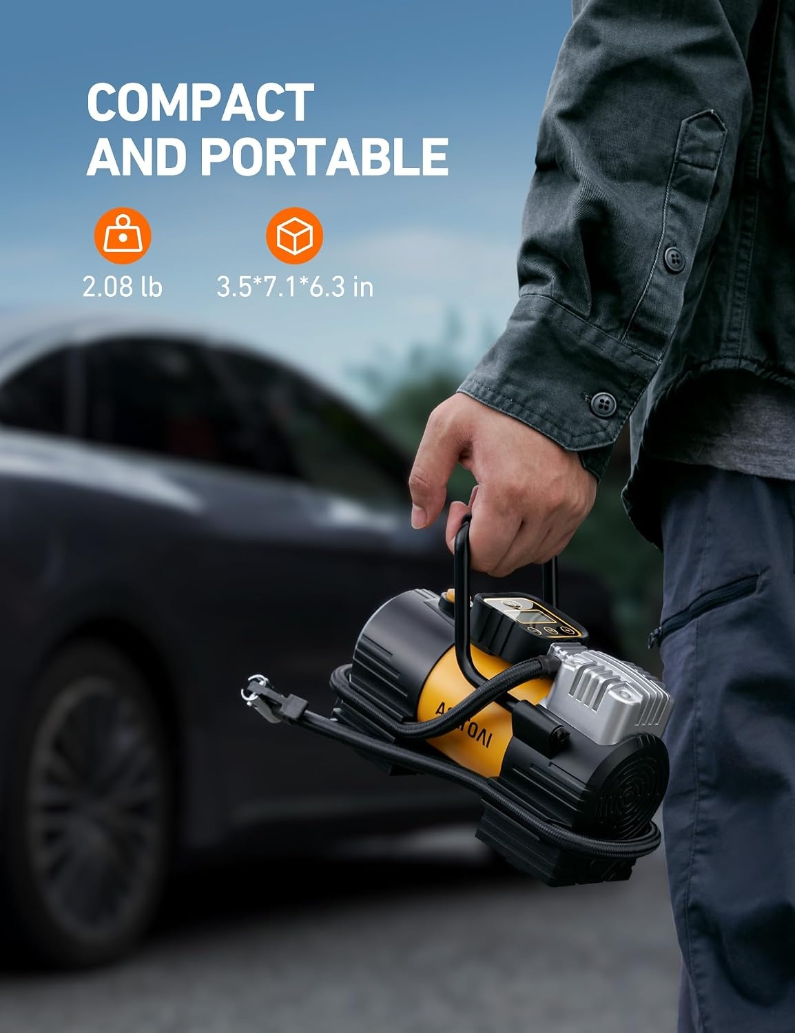 image:imageAstroAI Tire Inflator Portable Air Compressor 12VDC Tire Pump Digital Gauge