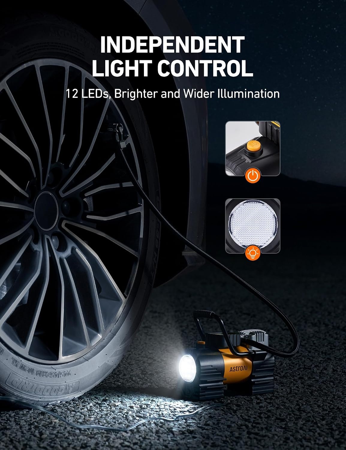 image:imageAstroAI Tire Inflator Portable Air Compressor 12VDC Tire Pump Digital Gauge