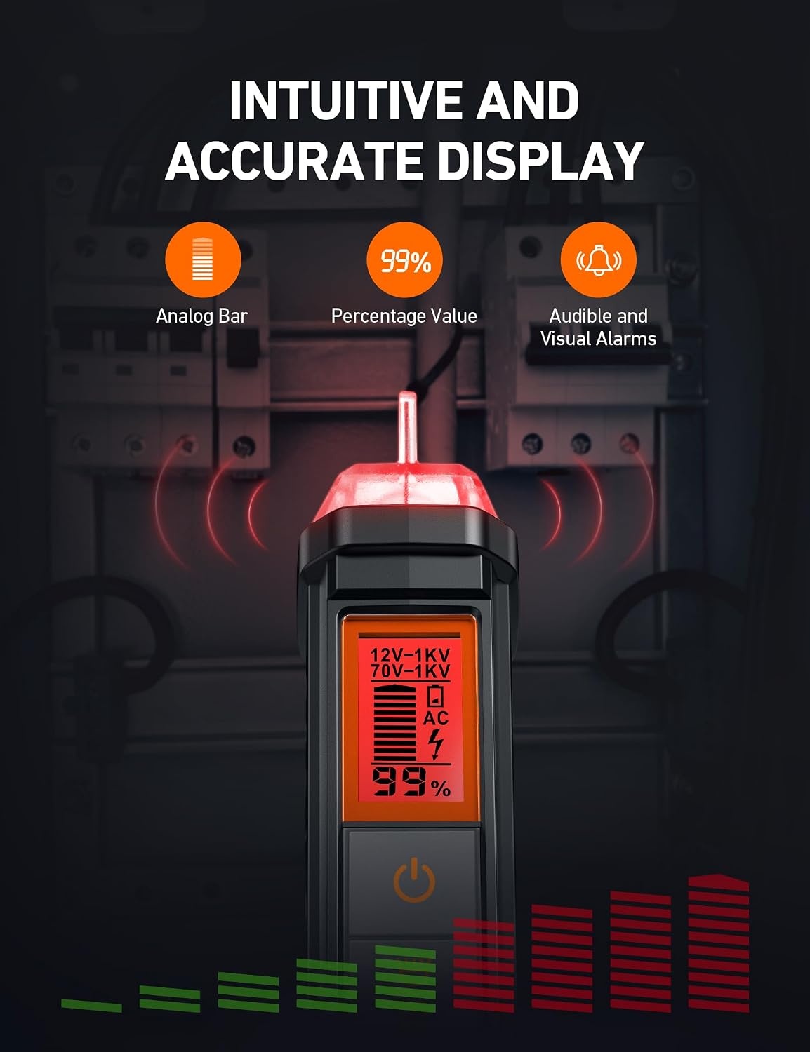 image:imageAstroAI VTS1000H Voltage Tester with Screwdriver NonContact Electrical Tester Dual Range AC 12V70V1000V Live Wire Test Wire Breakpoint Finder Audible Alarm LCD Percentage Display OrangeOrange Voltage Tester