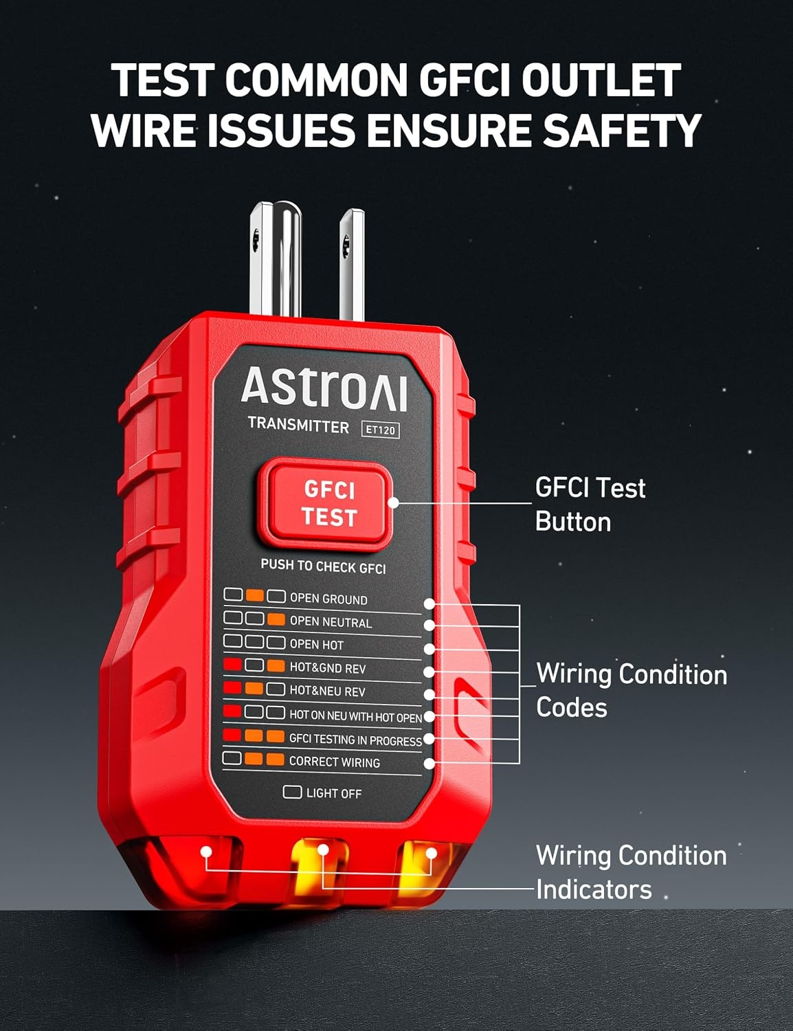 image:imageAstroAI VTS1000H Voltage Tester with Screwdriver NonContact Electrical Tester Dual Range AC 12V70V1000V Live Wire Test Wire Breakpoint Finder Audible Alarm LCD Percentage Display OrangeRed Test Kit