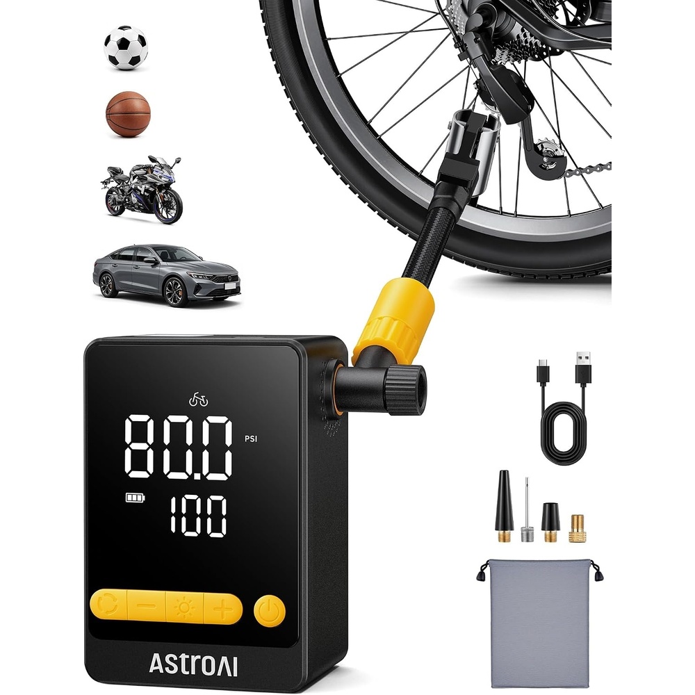 image:imageAstroAI Bike Pump 12s Fast Inflate Bicycle Pump Air Pump for Car TiresCompact