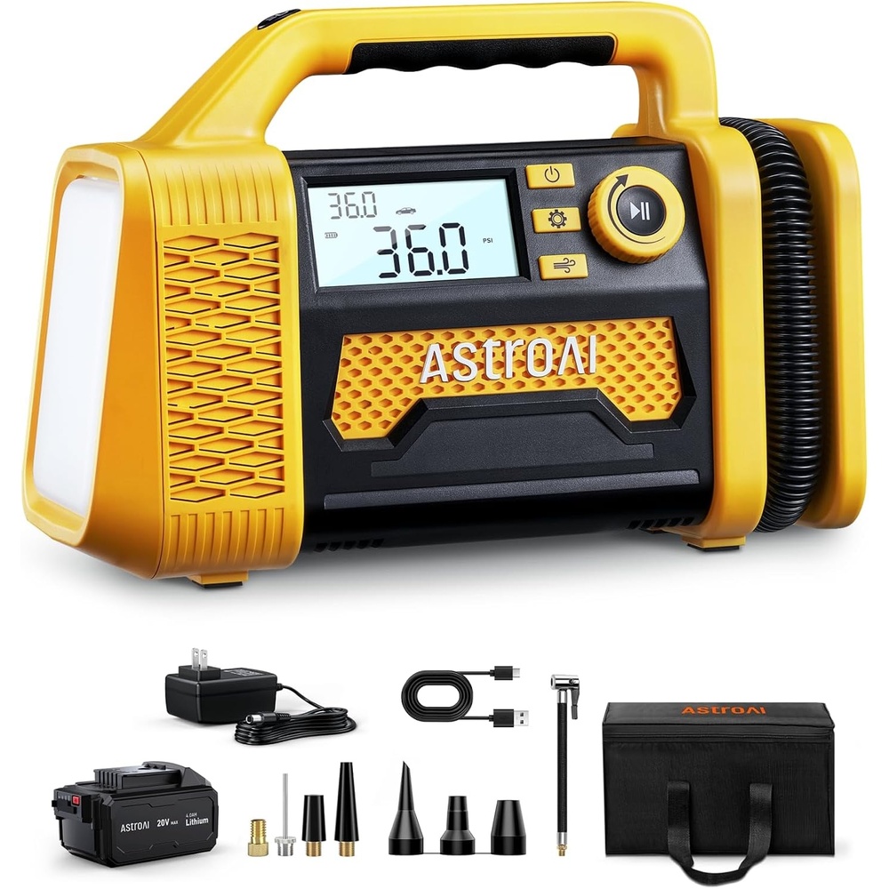 image:imageAstroAI TC3 Truck Tire Inflator 150PSI Cordless Portable Air CompressorYellow