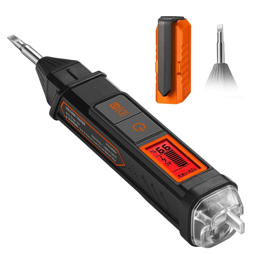 image:imageAstroAI VTS1000H Voltage Tester with Screwdriver NonContact Electrical Tester Dual Range AC 12V70V1000V Live Wire Test Wire Breakpoint Finder Audible Alarm LCD Percentage Display OrangeOrange Voltage Tester