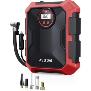 AstroAI Tire Inflator Portable Air Compressor 12V DC Integrated Storage(Red)