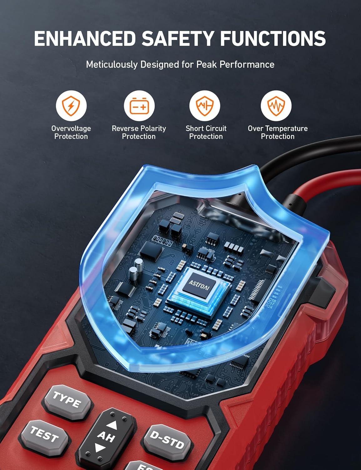image:imageAstroAI Car Battery Tester 12V24V 1002000 CCA Alternator amp Charging System Analyzer Compatible with FLAAGMGelEFB for Cars Trucks RVs amp Marine Vehicles