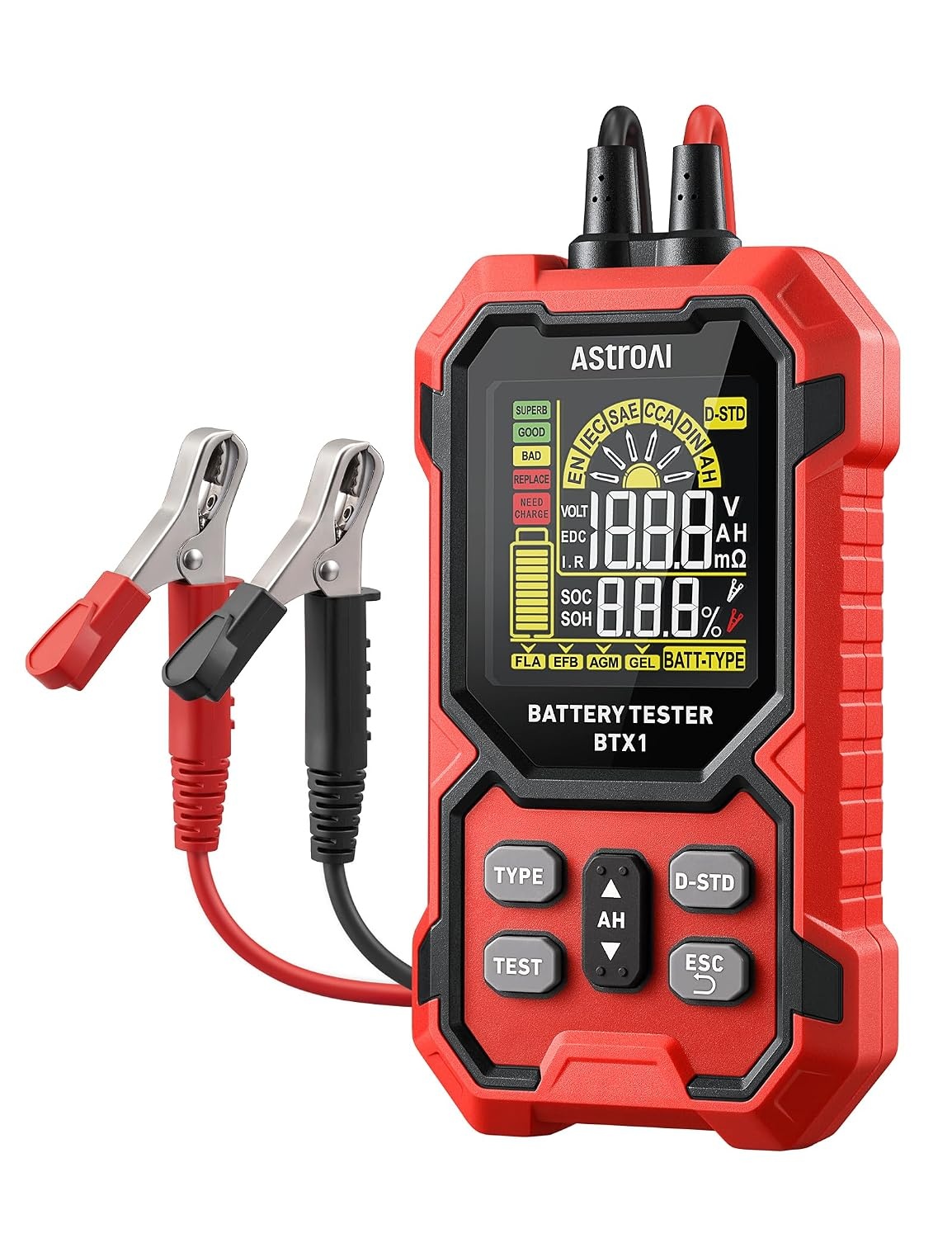 image:imageAstroAI Car Battery Tester 12V24V 1002000 CCA Alternator amp Charging System Analyzer Compatible with FLAAGMGelEFB for Cars Trucks RVs amp Marine Vehicles