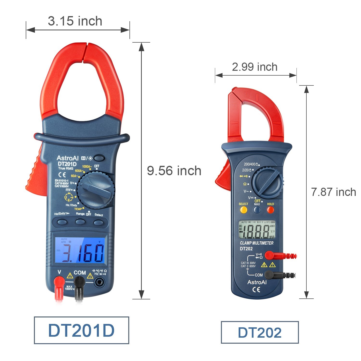 image:imageAstroAI Digital Clamp Meter 2000 Counts Multimeter Amp Meter with Auto Ranging Measures Voltage Tester AC Current Resistance Continuity Tests DiodesSmall