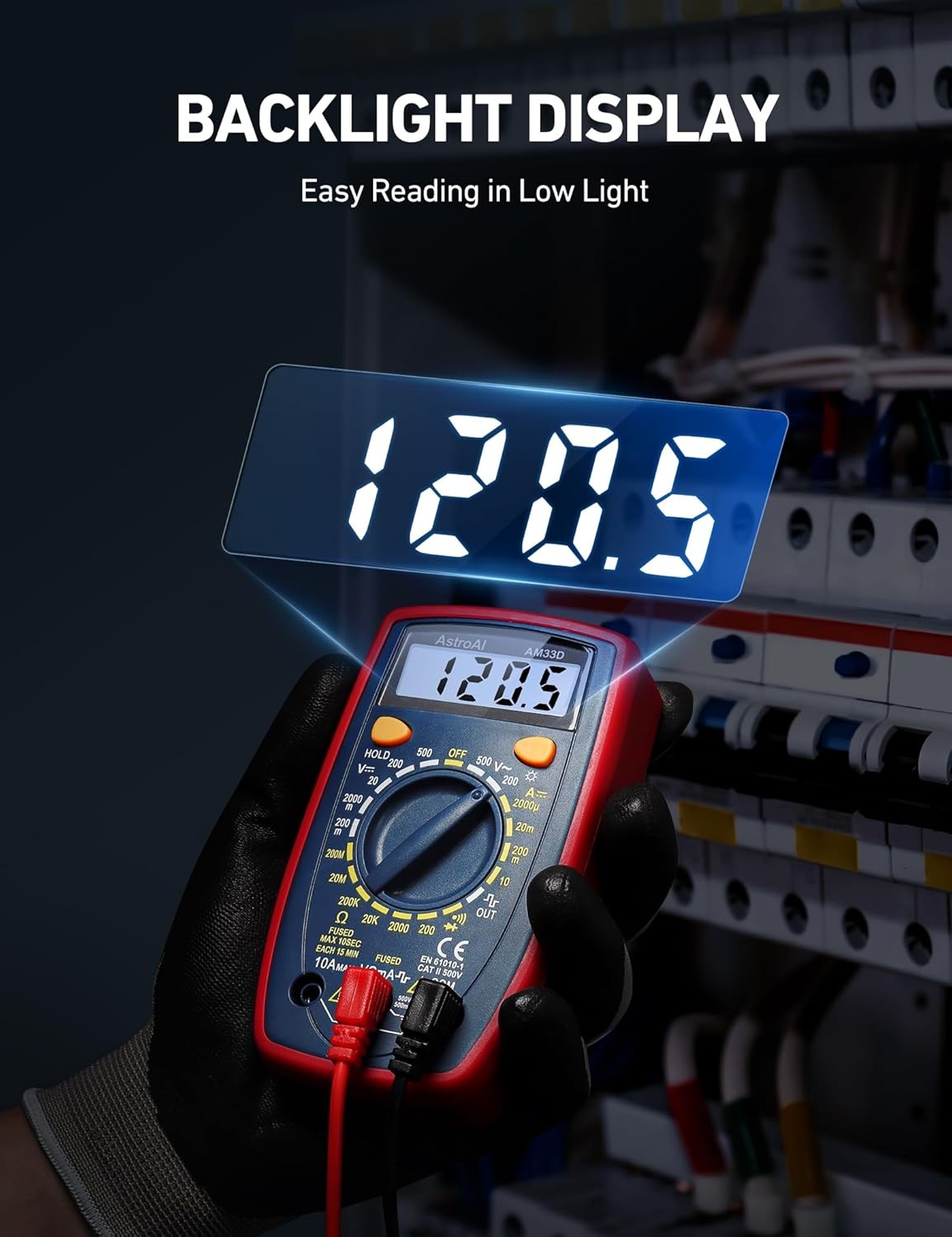image:imageAstroAI Digital Multimeter Tester 2000 Counts with DC AC Voltmeter and Ohm Volt Amp Meter Measures Voltage Current Resistance Continuity and Diode BlueBlue