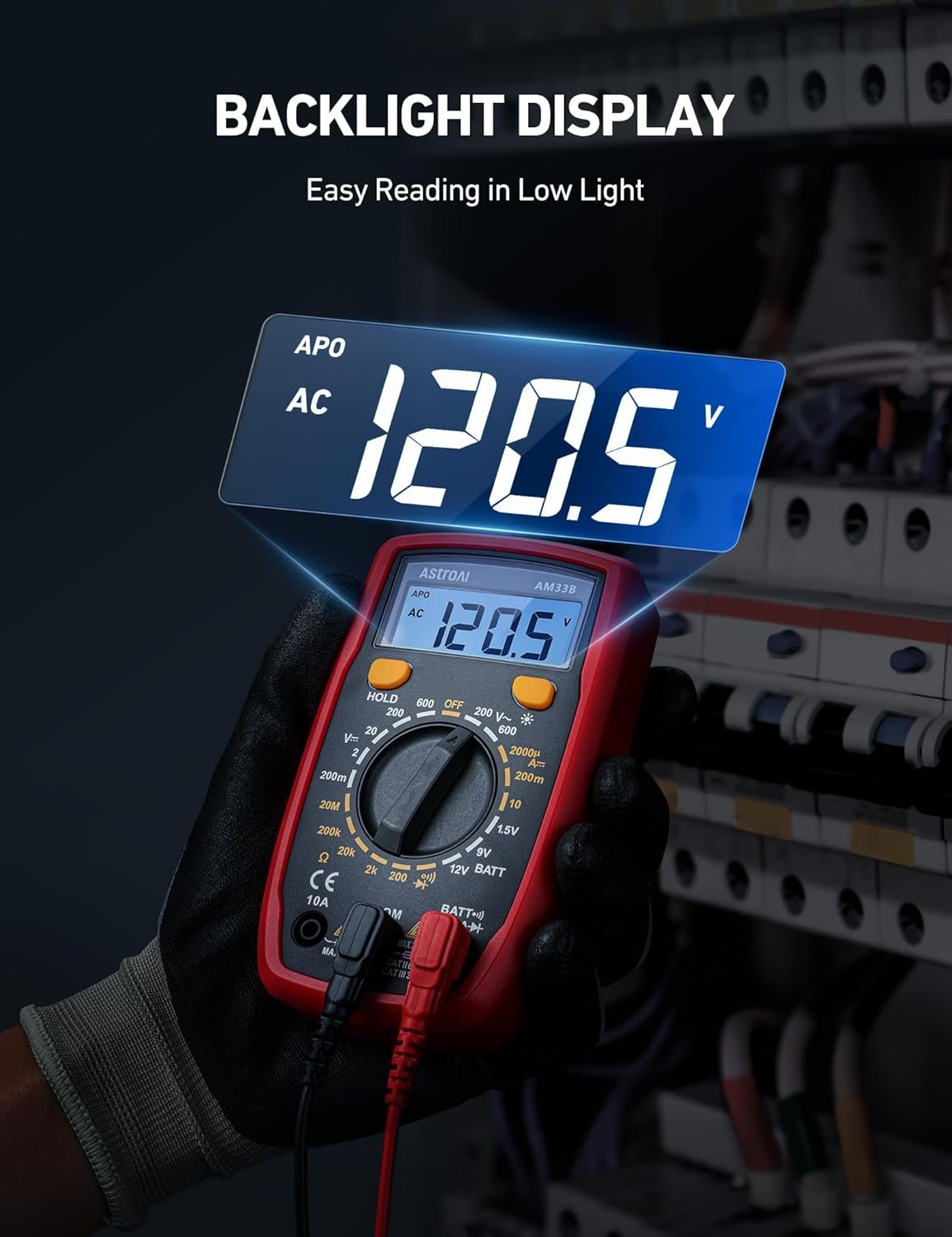 image:imageAstroAI Digital Multimeter Tester 2000 Counts with DC AC Voltmeter and Ohm Volt Amp Meter Measures Voltage Current Resistance Continuity and Diode BlueBlack