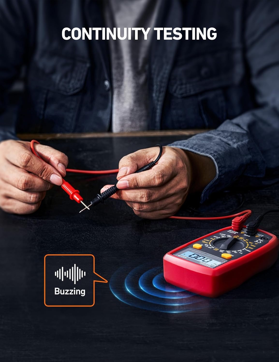 image:imageAstroAI Digital Multimeter Tester 2000 Counts with DC AC Voltmeter and Ohm Volt Amp Meter Measures Voltage Current Resistance Continuity and Diode BlueBlack