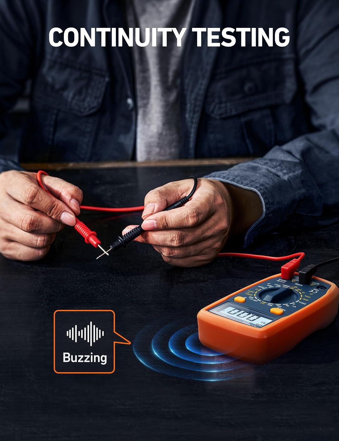 image:imageAstroAI Digital Multimeter Tester 2000 Counts with DC AC Voltmeter and Ohm Volt Amp Meter Measures Voltage Current Resistance Continuity and Diode BlueOrange